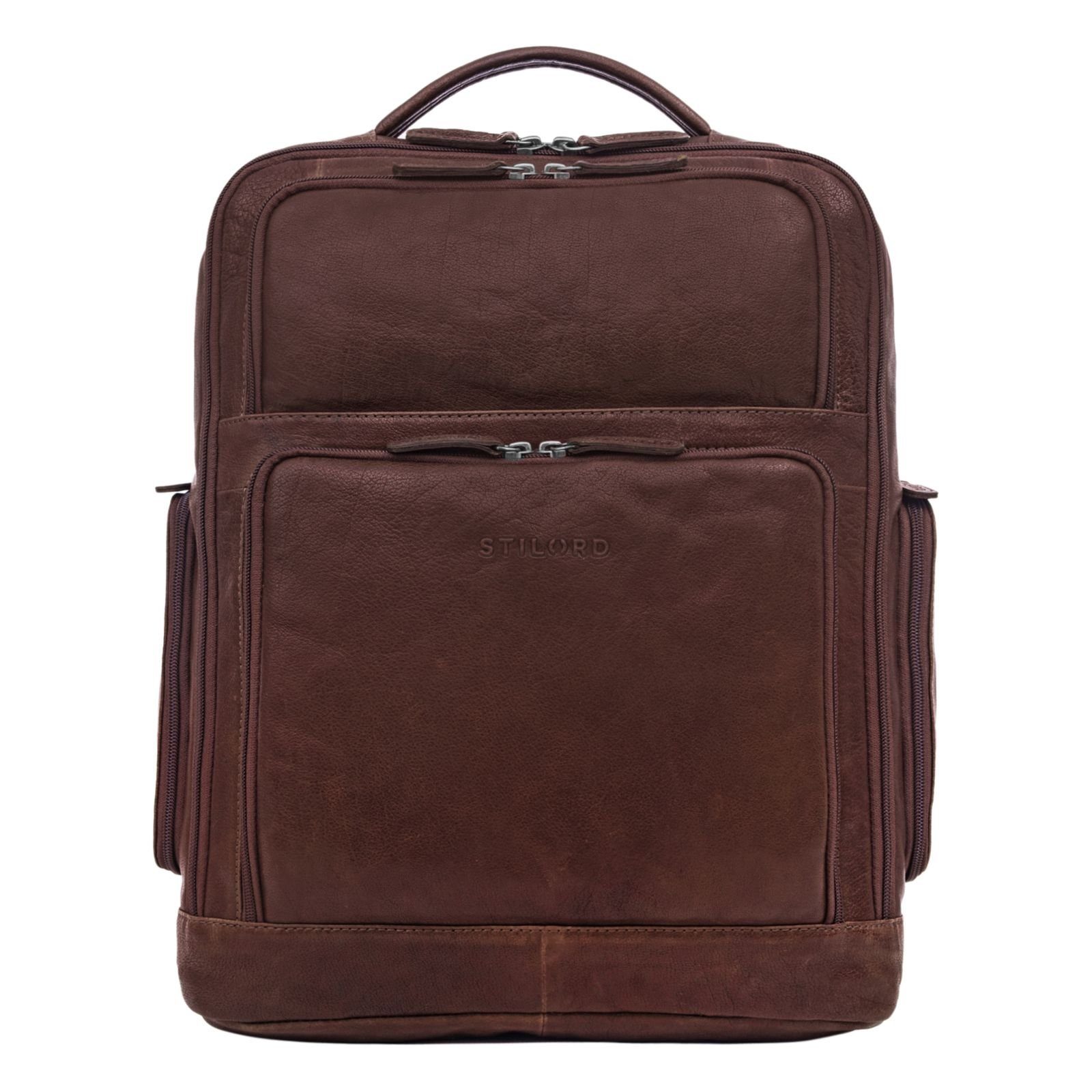 maraska dunkelbraun Leder STILORD "Jayden" Business - Notebook-Rucksack Rucksack