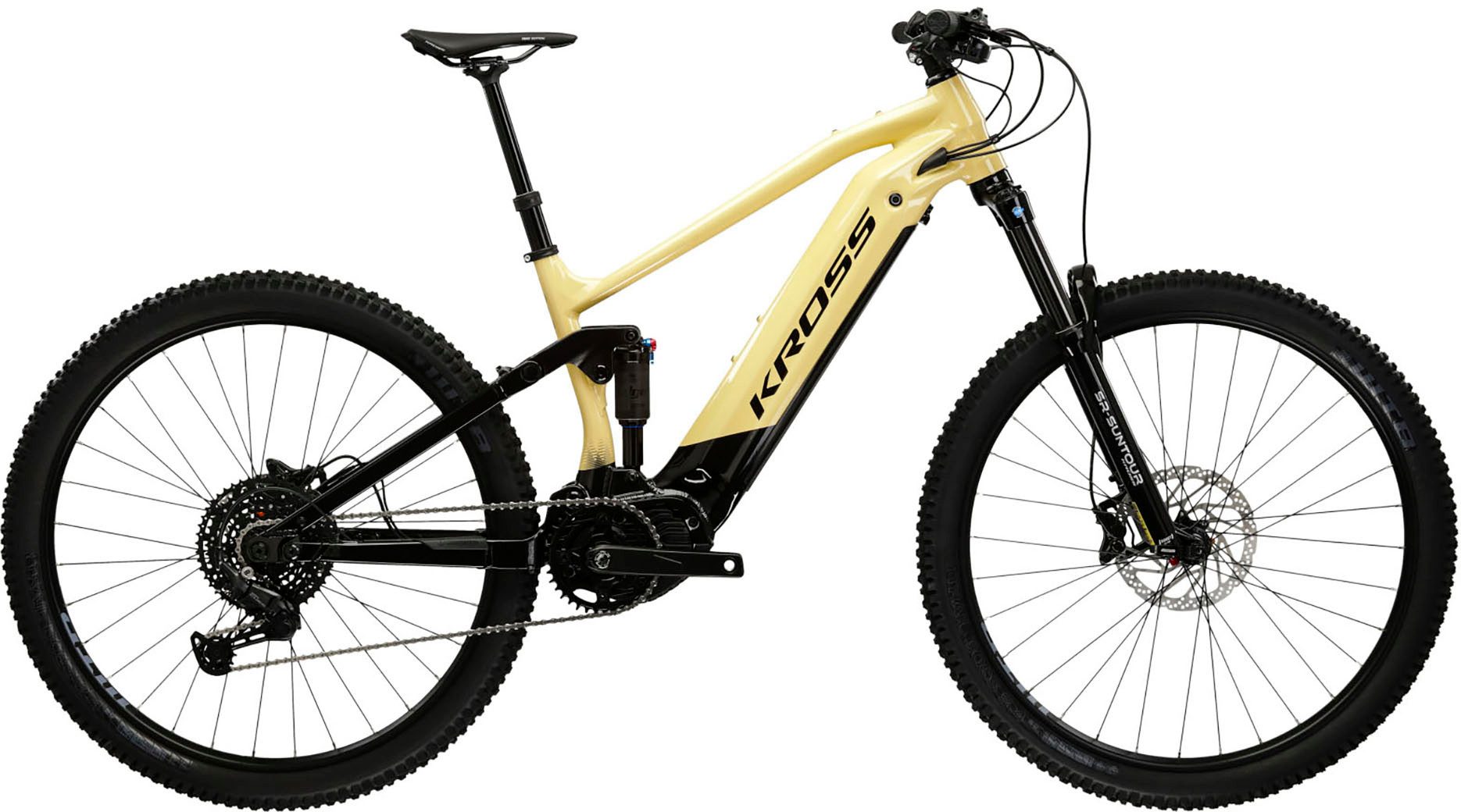 Kross E-Bike Mountainbike KROSS E-MTB Grist Boost 1.0 29" beige, 10 Gang Shimano CUES U6000 Schaltwerk, Kettenschaltung, Mittelmotor, 730,8 Wh, Pedelec, Elektrofahrrad für Damen und Herren