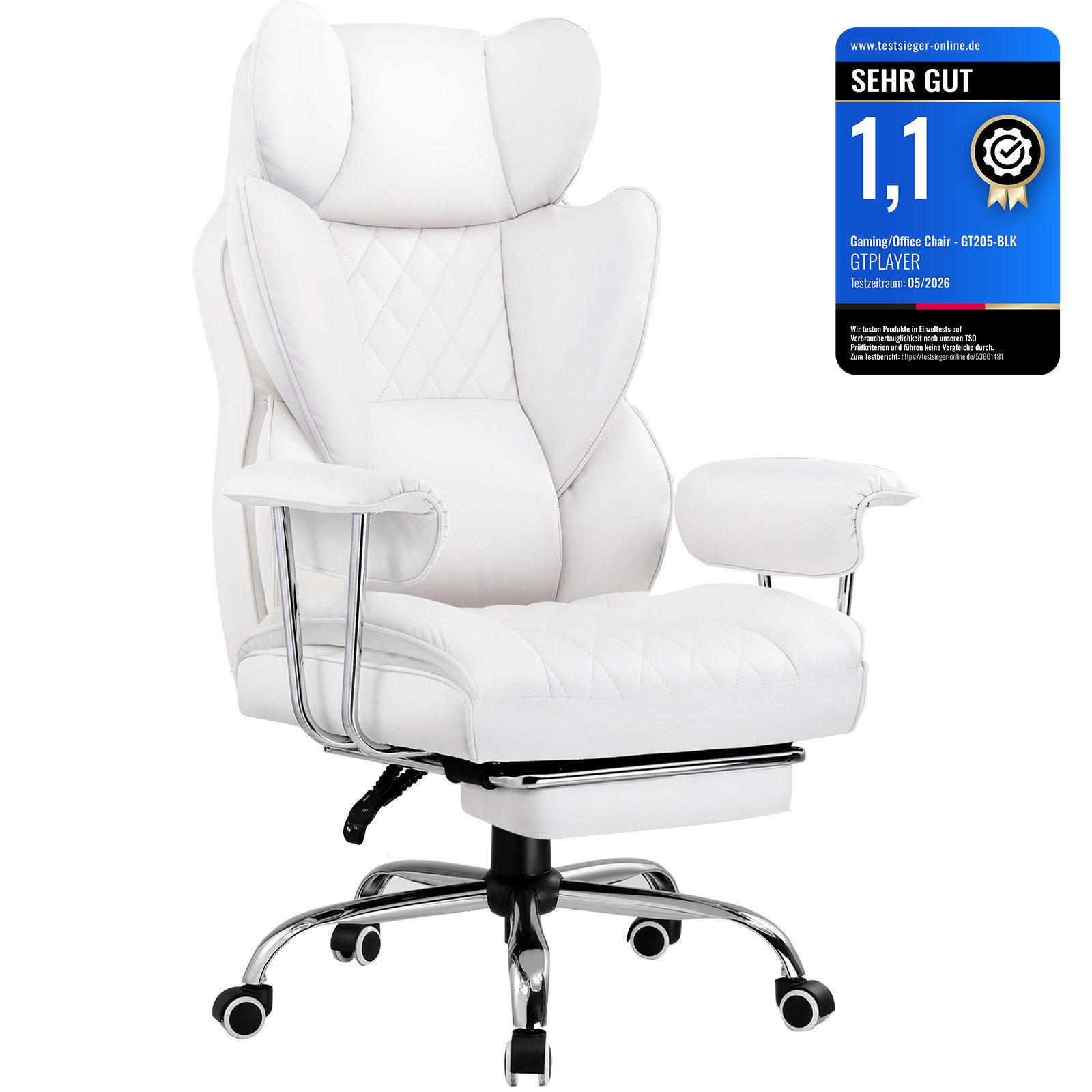 GTPLAYER Gaming-Stuhl Gaming Stuhl, Gamer Stuhl, Ergonomischer Bürostuhl Stoffoberfläche (Packung), Schreibtischstuhl Chefsessel mit Fußstütze höhenverstellbar kunstleder