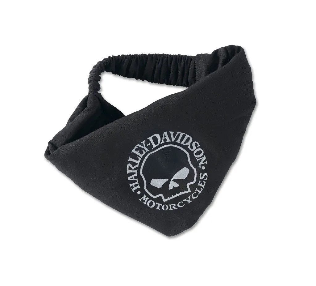 HARLEY-DAVIDSON Stirnband Damen Willie G Skull 99401-24VW Headwrap Mädels Haarband Schwarz Elastisch