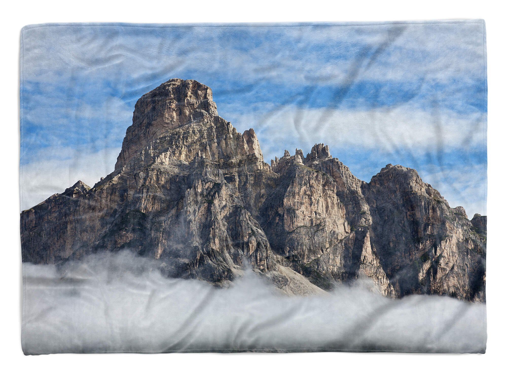 Sinus Art Handtücher Handtuch Strandhandtuch Saunatuch Kuscheldecke mit Fotomotiv Dolomiten Berge Klippen, Baumwolle-Polyester-Mix (1-St), Handtuch