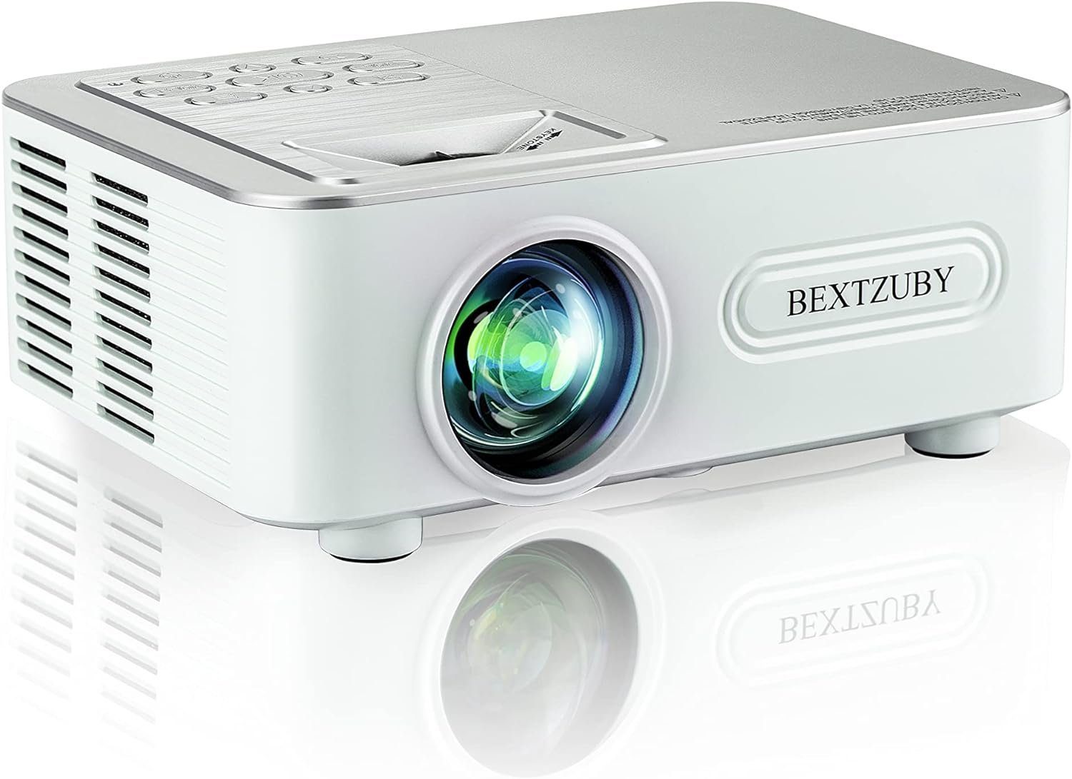 BEXTZUBY Portabler Projektor (1280*720 px, Mini Beamer 7500 Lumens Full HD 1080P Unterstützt Portable Heimkino)