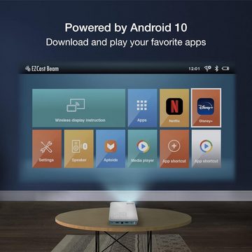 EZCast J4a 2024 Reiseprojektor Portabler Projektor (300 lm, 5000:1, 1920 x 1080 px, Kompatibel mit HDMI, USB, iPhone und Laptops)