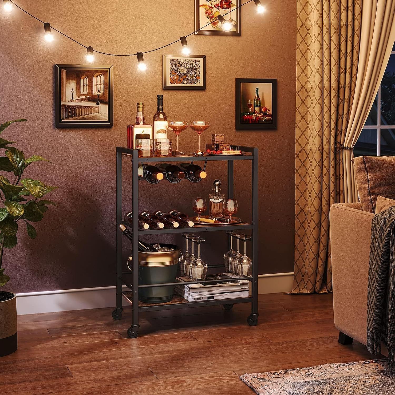 Hoobro Servierwagen abschließbar, Küchenwagen mit 4 Rollen, Küchenwagen mit günstig online kaufen