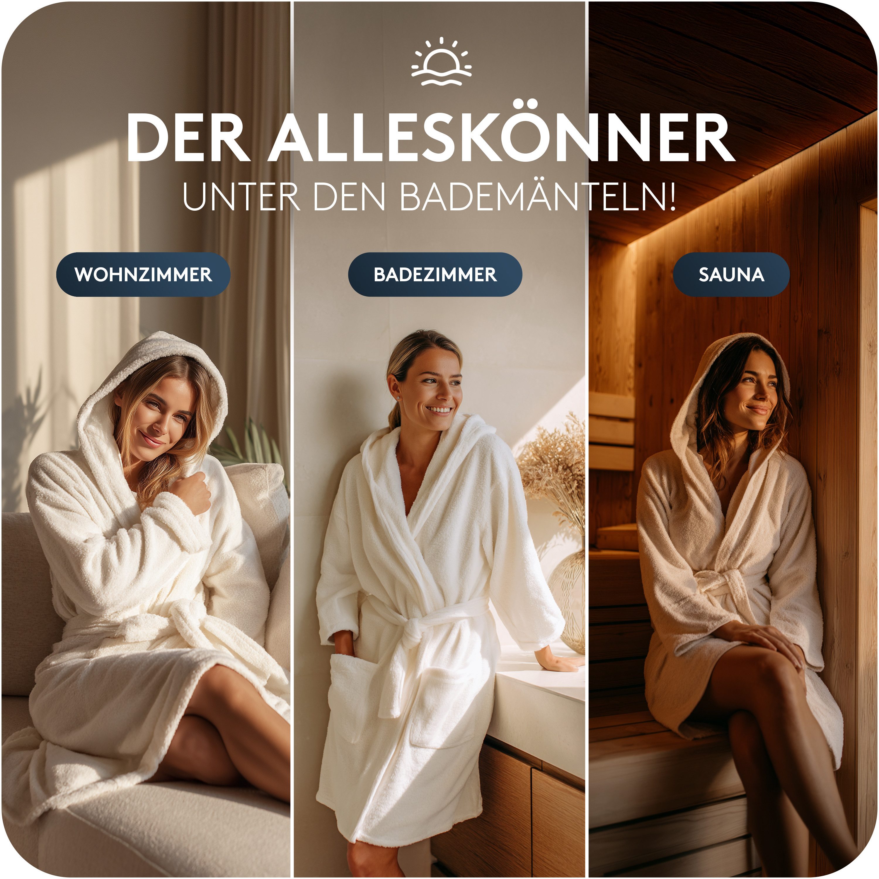 CALMONT Damenbademantel CALMONT - Bademantel Damen aus 100% Baumwolle Frottee mit Kapuze, Kapuze, Gürtel, Kapuze, Große Taschen, Gürtel, Aufhängeschlaufe