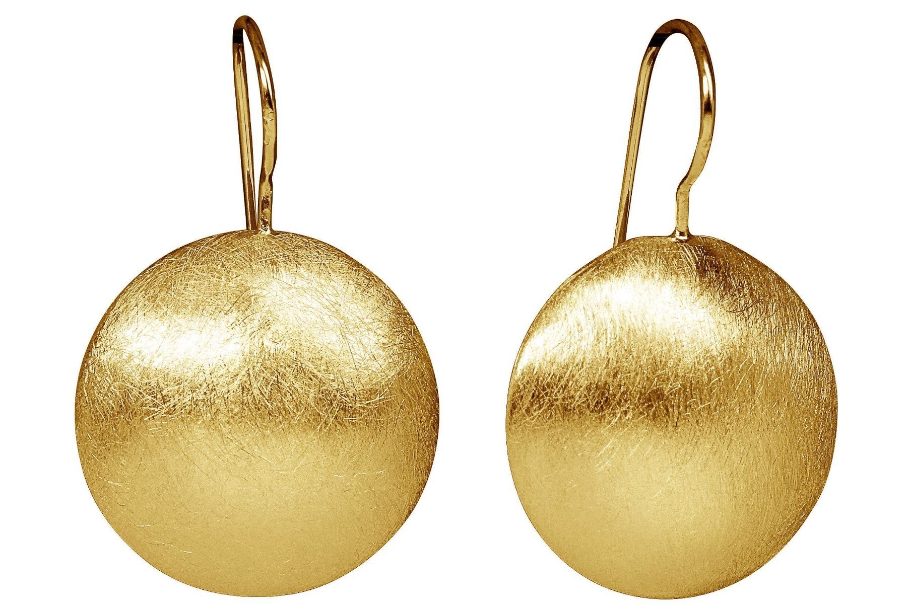 SILBERMOOS Paar Серьги Auffällige Knopf-Ohrhänger vergoldet, 925 Sterling Silber