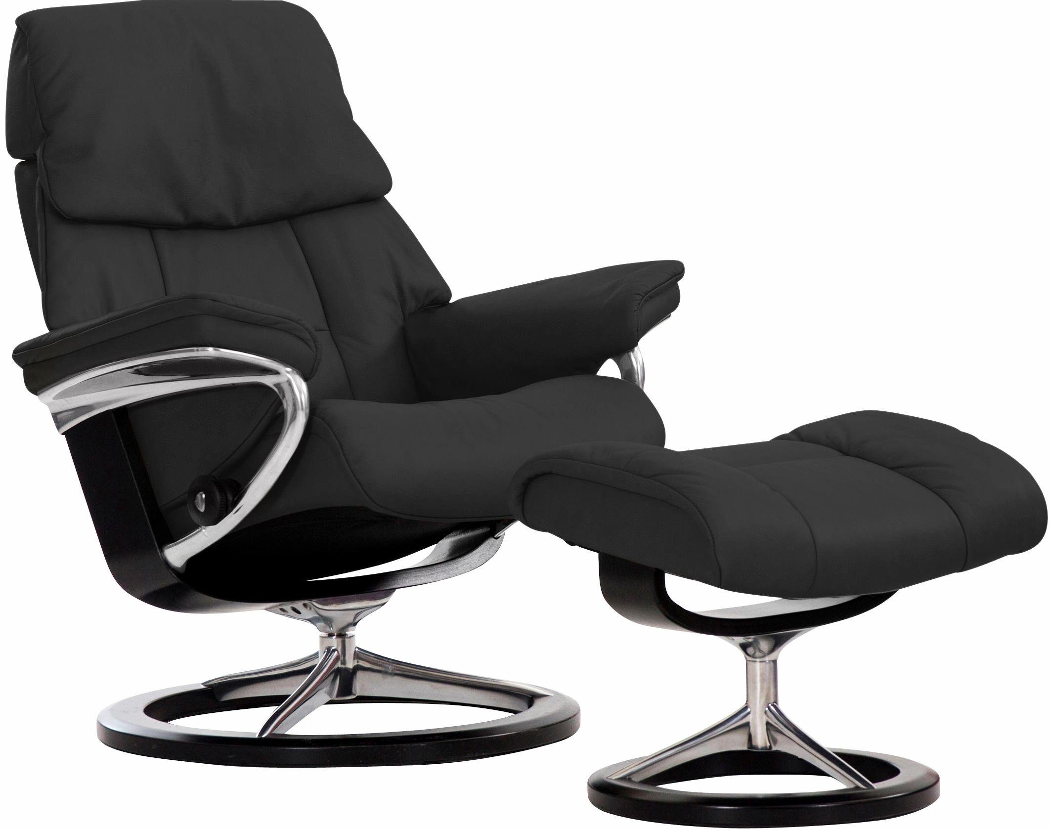 Stressless® Relaxsessel Ruby (Set, Relaxsessel mit Hocker), mit Signature Base, Größe M, Gestell Eiche, Wenge, Braun & Schwarz