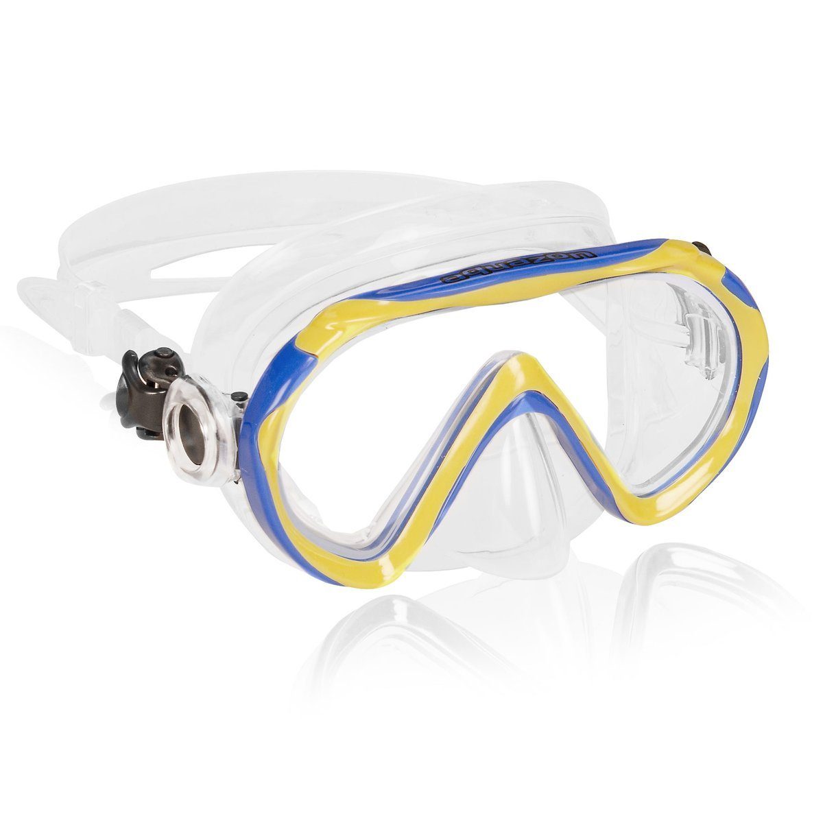 AQUAZON Taucherbrille BEACH, Schnorchelbrille für Kinder 7-12 Jahre, Silikon blue-yellow Junior