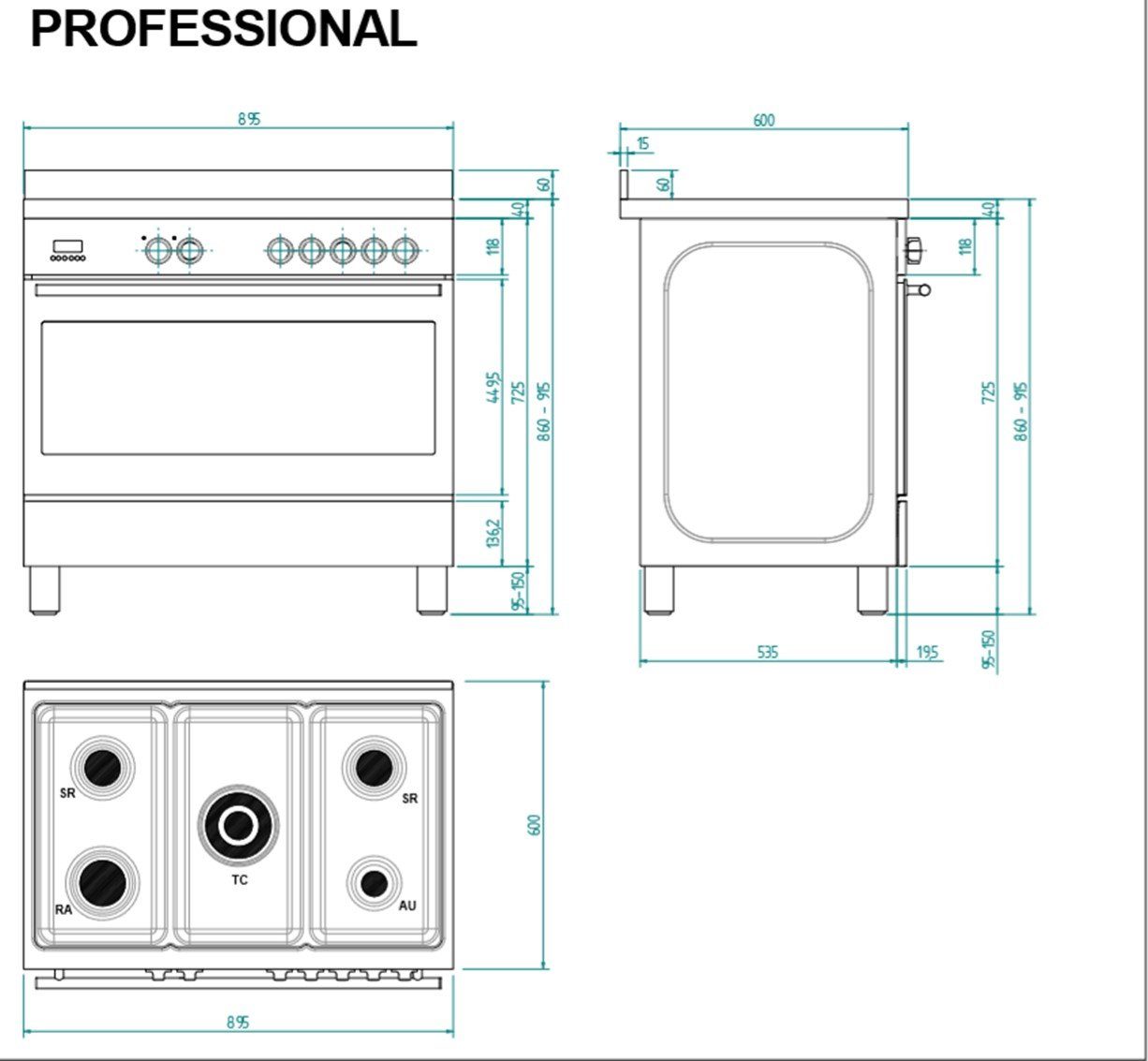 FRATELLI Fratelli Induktion - - - Induktions-Standherd Single Oven Professional 296.I05