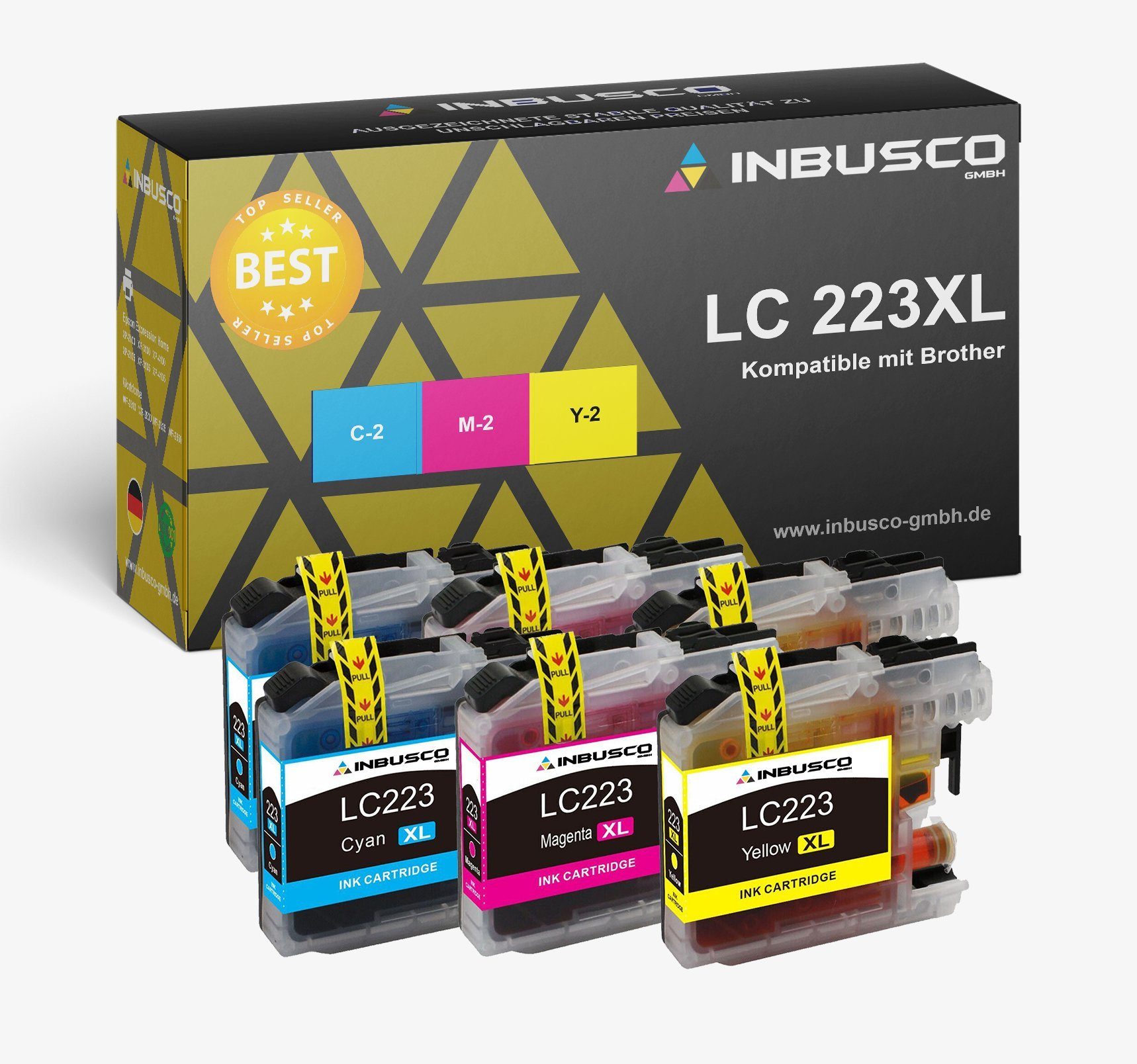 Inbusco Tonerpatrone 6x Druckerpatronen SET LC223 kompatibel zu BROTHER ..., SET LC 223 | Tonerpatronen