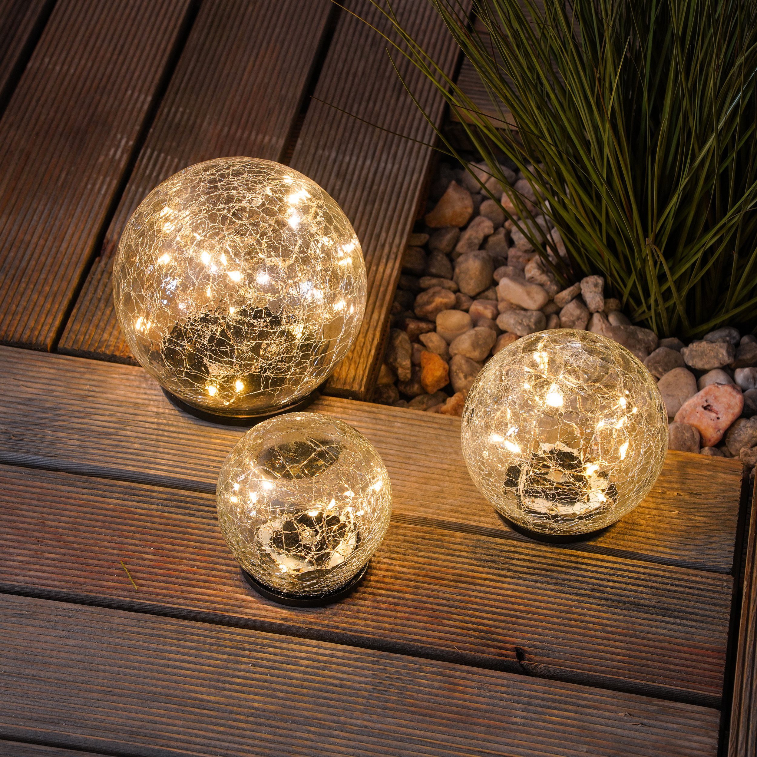 esotec LED Kugelleuchte Echtglas Leuchtkugeln GOLDEN BALLS D=15+12+10cm 300 günstig online kaufen