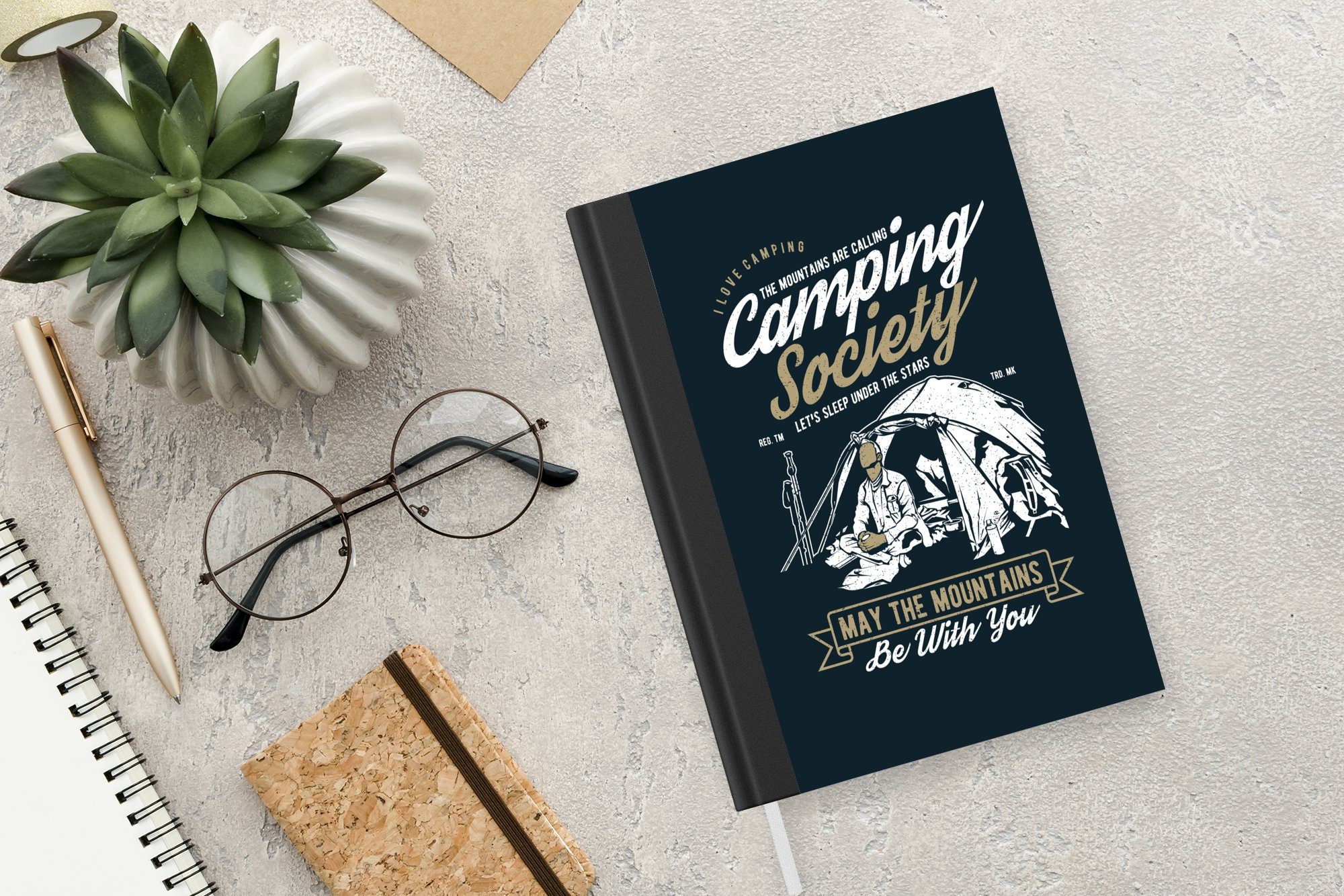 MuchoWow Notizbuch Camping Tagebuch, - - - Notizheft, Merkzettel, Journal, Haushaltsbuch A5, 98 Vintage, Sprichwörter Seiten, Zelt