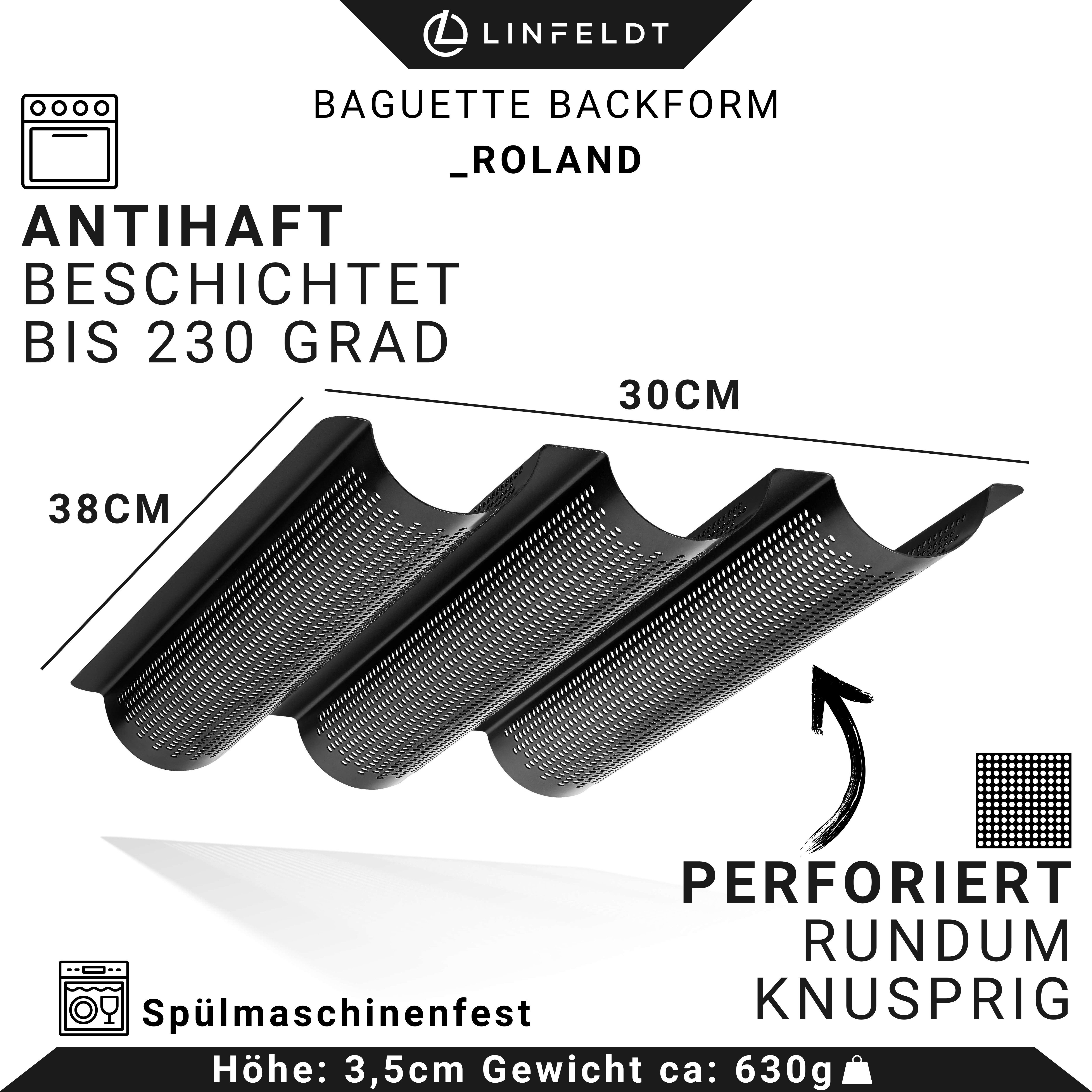 LINFELDT Baguetteblech Premium Baguette / Hot-Dog Backblech mit Antihaftbeschichtung