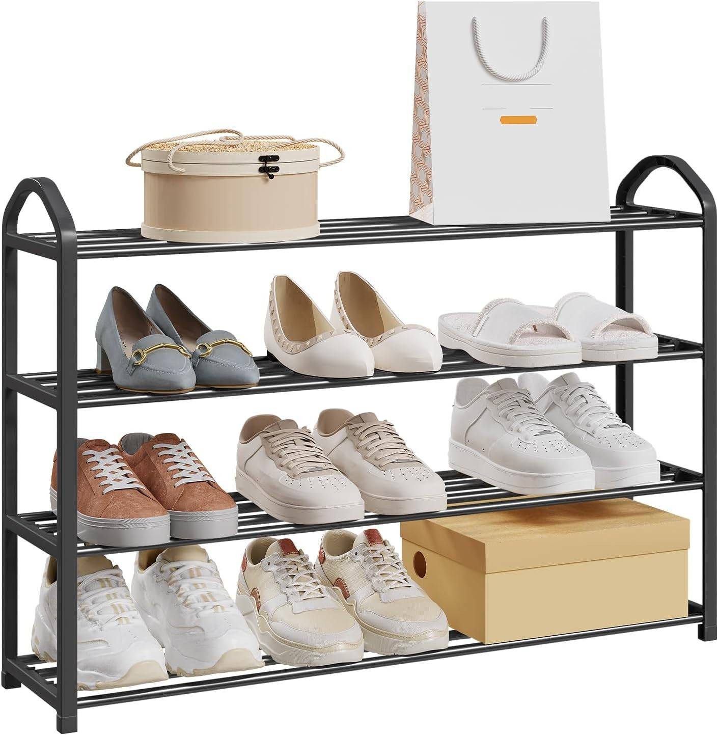 EUGAD Schuhregal, 1-tlg., 4-Ebenen–Metallrohrgestell, für Flur, Wohnzimmer, günstig online kaufen