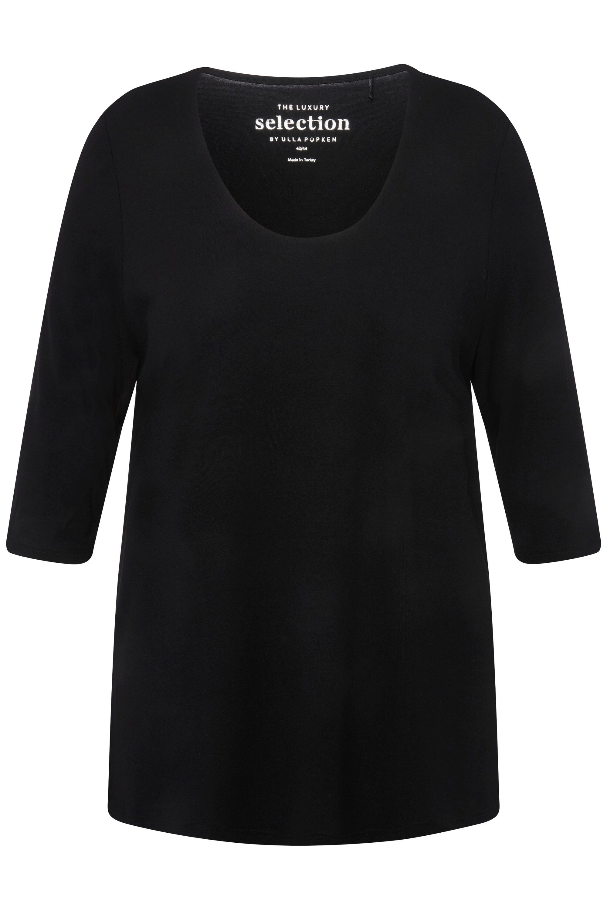 Ulla Popken T-Shirt Shirt tiefer Rundhalsausschnitt günstig online kaufen