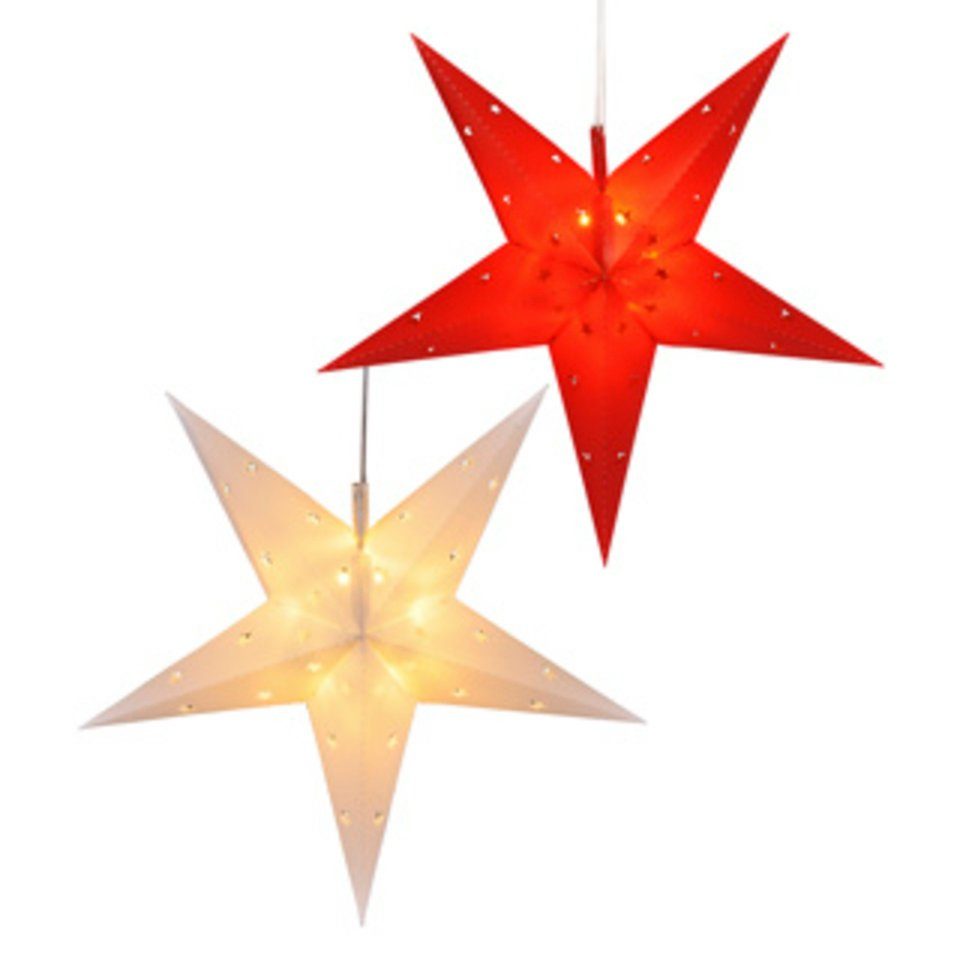 HI LED Stern Weihnachtsstern in wei oder rot mit sternfrmigen Ausschnitten