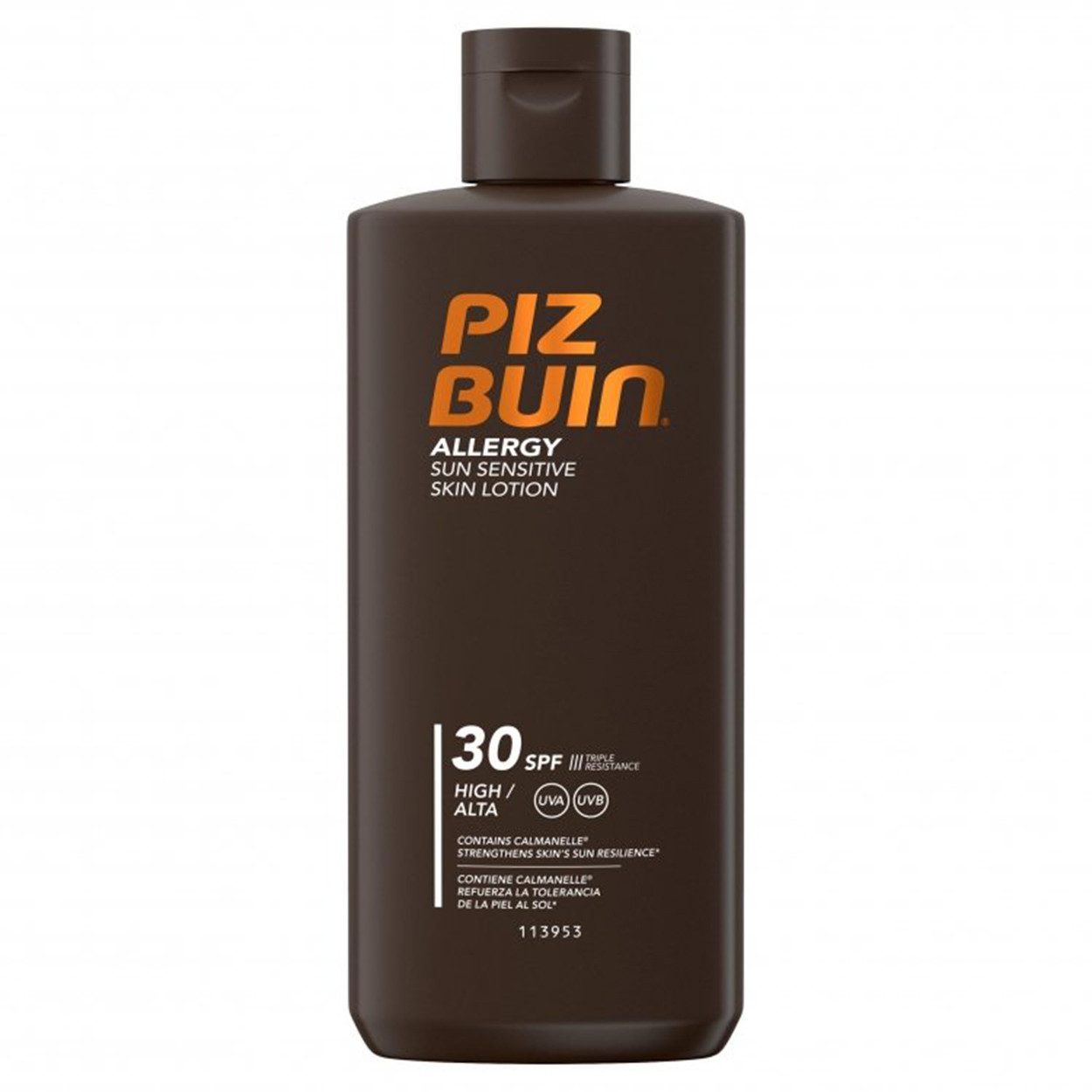 Piz Buin Sonnenschutzlotion Piz Buin Allergy Sun Sensitive Skin SPF30 für sensible Haut 200 ml, 1-tlg., Mit Calmanelle-Komplex und Feverfew PFE zur Hautpflege