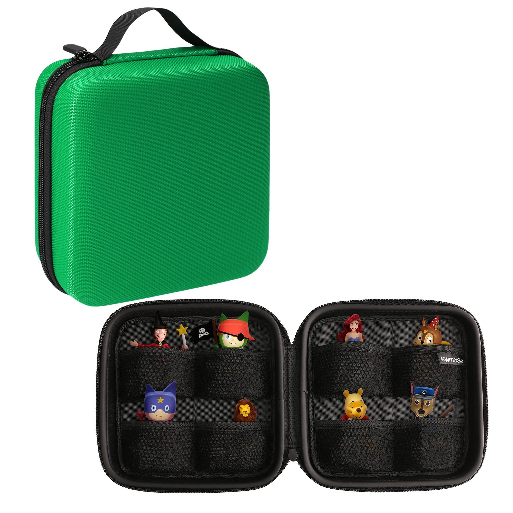 kwmobile Aufbewahrungsbox Tasche für Tonies, aus Nylon - Transportbox für bis zu 20 Tonie Figuren - Hartschale Box Dunkelgrün