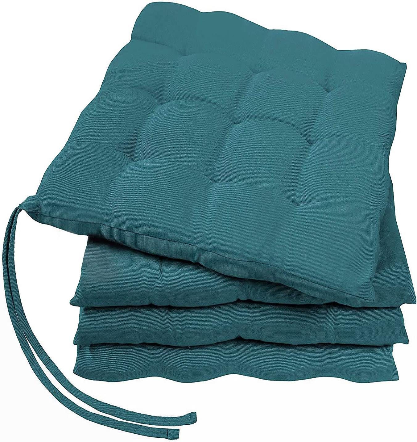GREEN MARK Textilien Sitzkissen Sitzkissen, Stuhlkissen für Außen oder Innen, weich gefüllt, 40x40cm Petrol