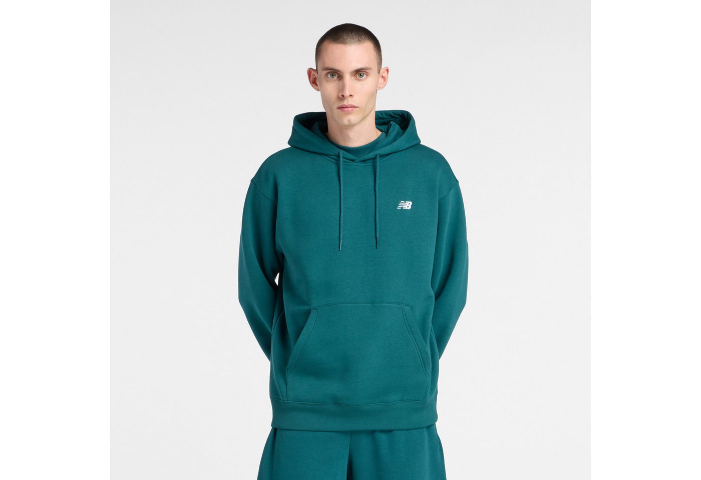 New Balance Kapuzensweatshirt Sport Essentials Fleece Hoodie mit Rundhalsausschnitt, aus Baumwolle und Polyester, in normaler Länge