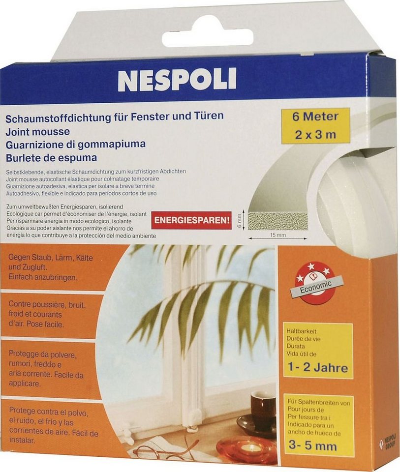 Nespoli Rollladenprofil Nespoli Fenster- und Türdichtung 15 x 6 mm je 3 m