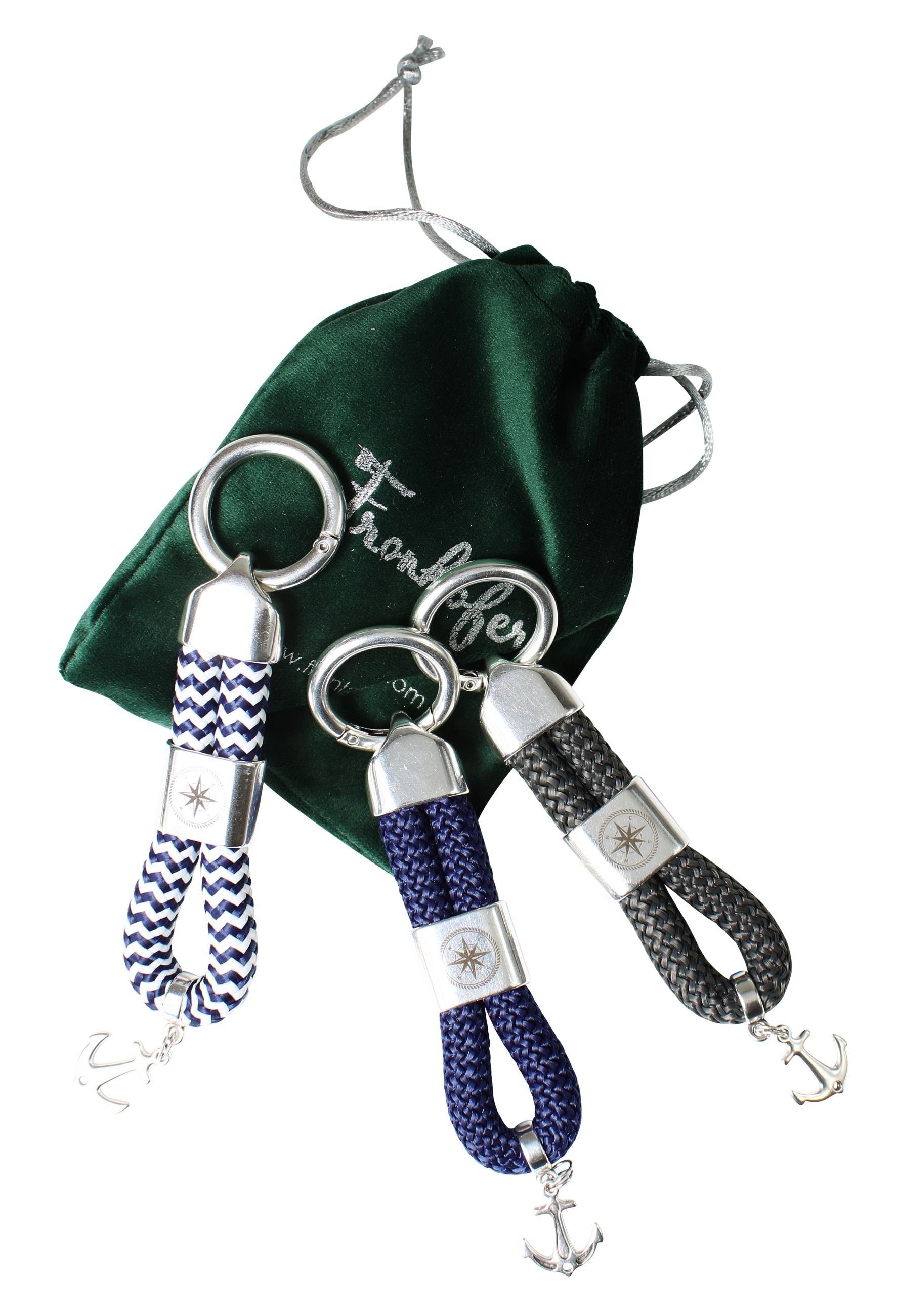 Anhänger Schlüsselanhänger FRONHOFER softem Seil, Anker 18884, mit Marine und Kompass Schlüsselanhänger