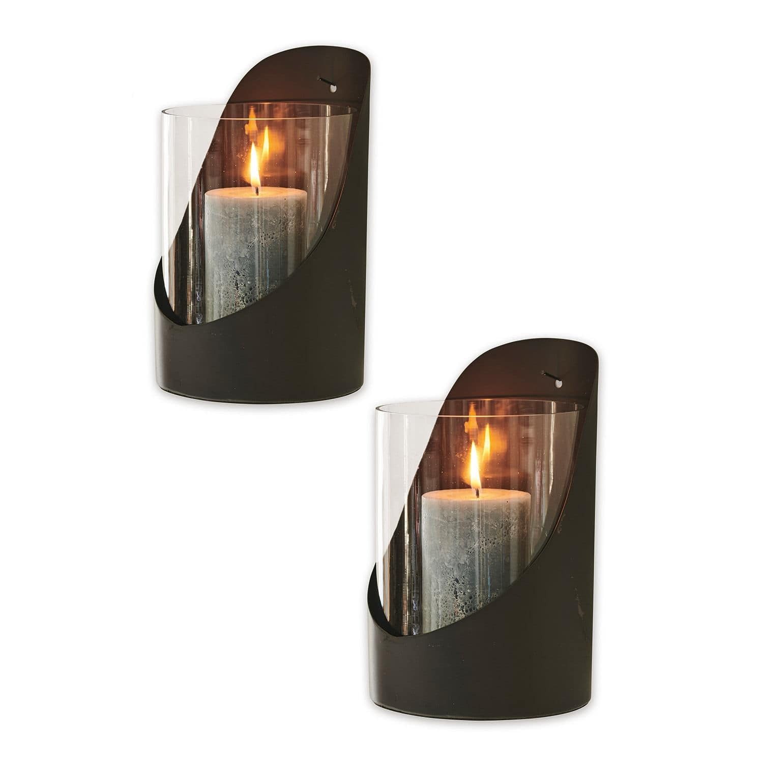 Windlicht Windlicht 2er Set Paillon schwarz/klar
