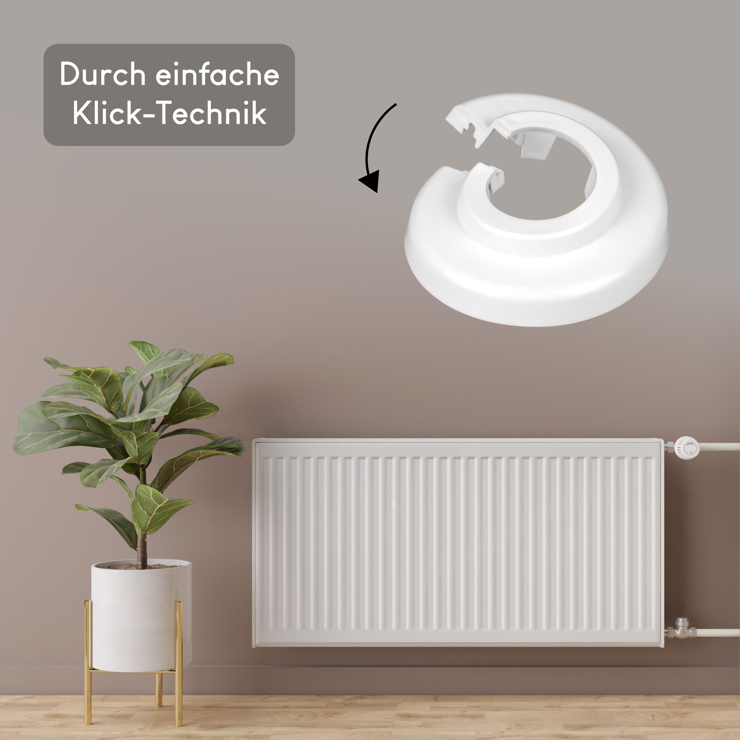 FUX Heizungsverkleidung Einzel Heizungsrohr Rosette, Rohrabdeckung, Abdeckrosetten, Zubehör für Heizung, Abdeckungen Heizungsrohr – Bild 4 von 5