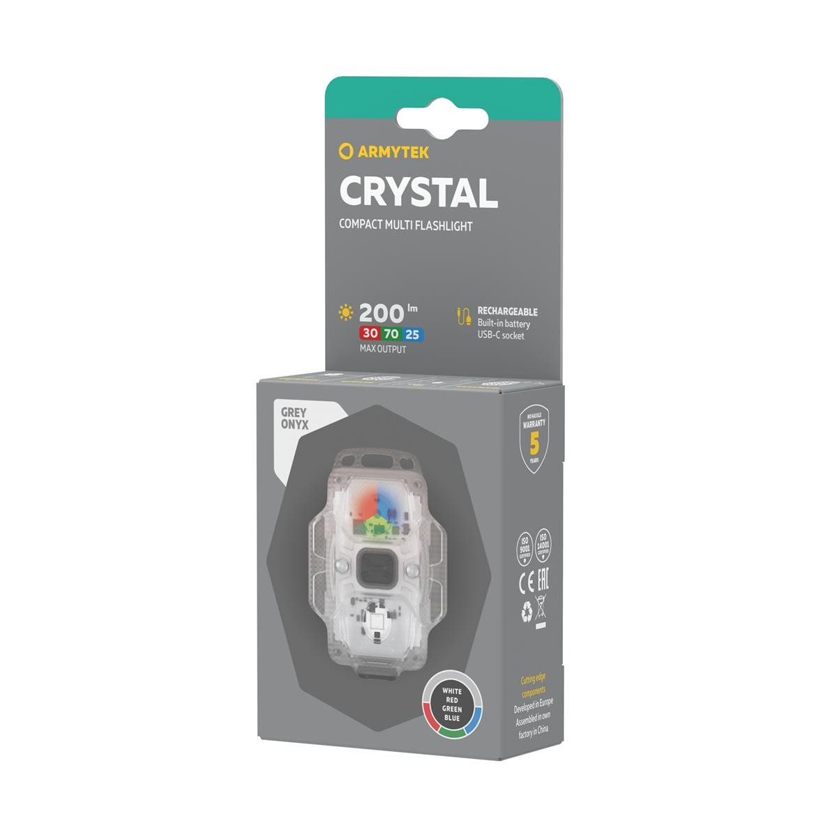 Armytek LED Taschenlampe Armytek Crystal Grey Taschenlampe / Stirnlampe, Licht WRGB