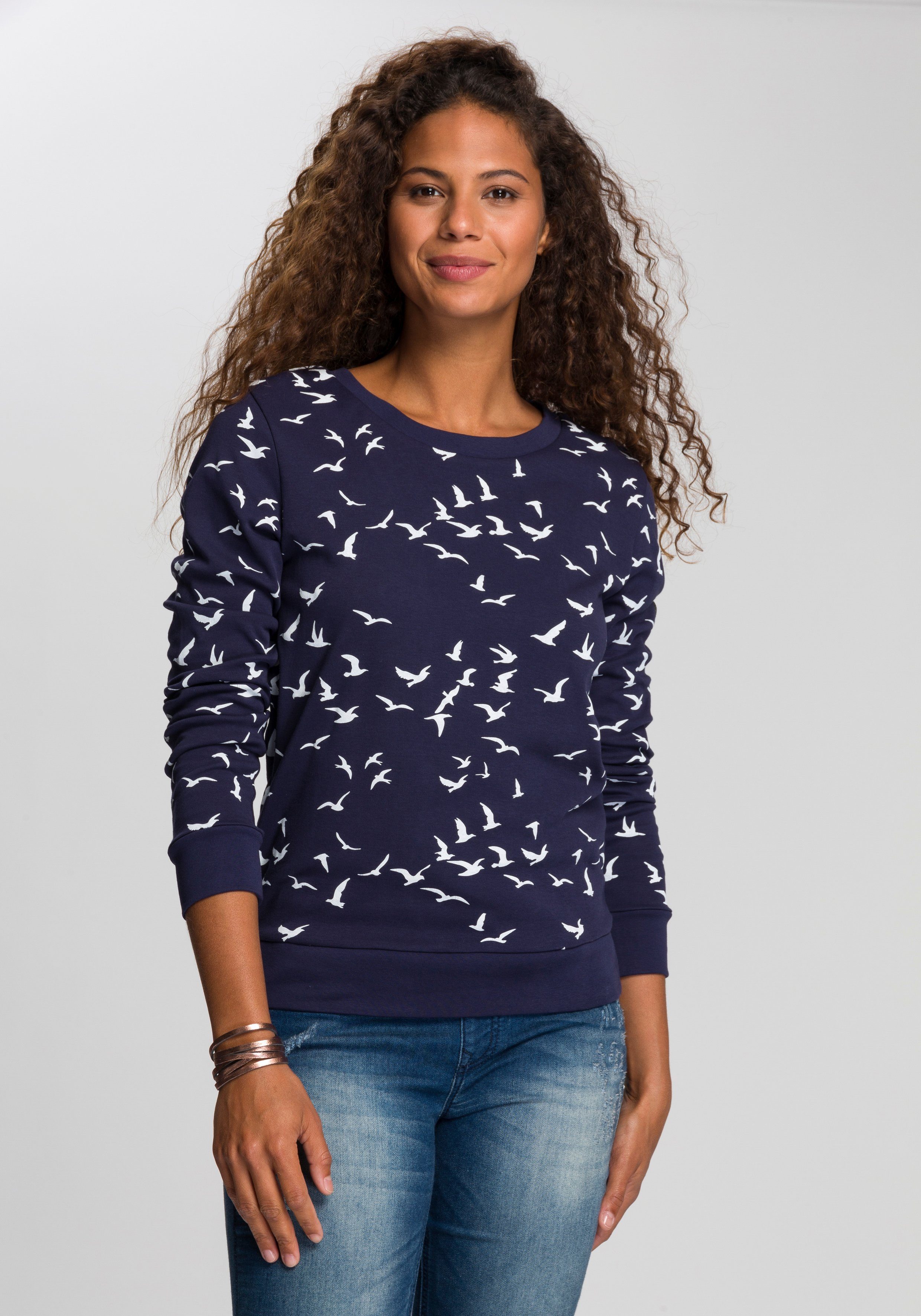 KangaROOS Sweatshirt mit modischem Minimal-Allover-Print marine