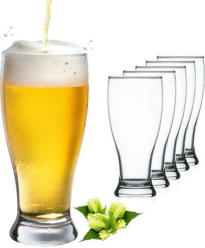 PLATINUX Bierglas »Biergläser«, Glas, Set 6 Teilig 500ml (max. 565ml) Bierseidel Weizengläser hohes Bierglas 0,5L