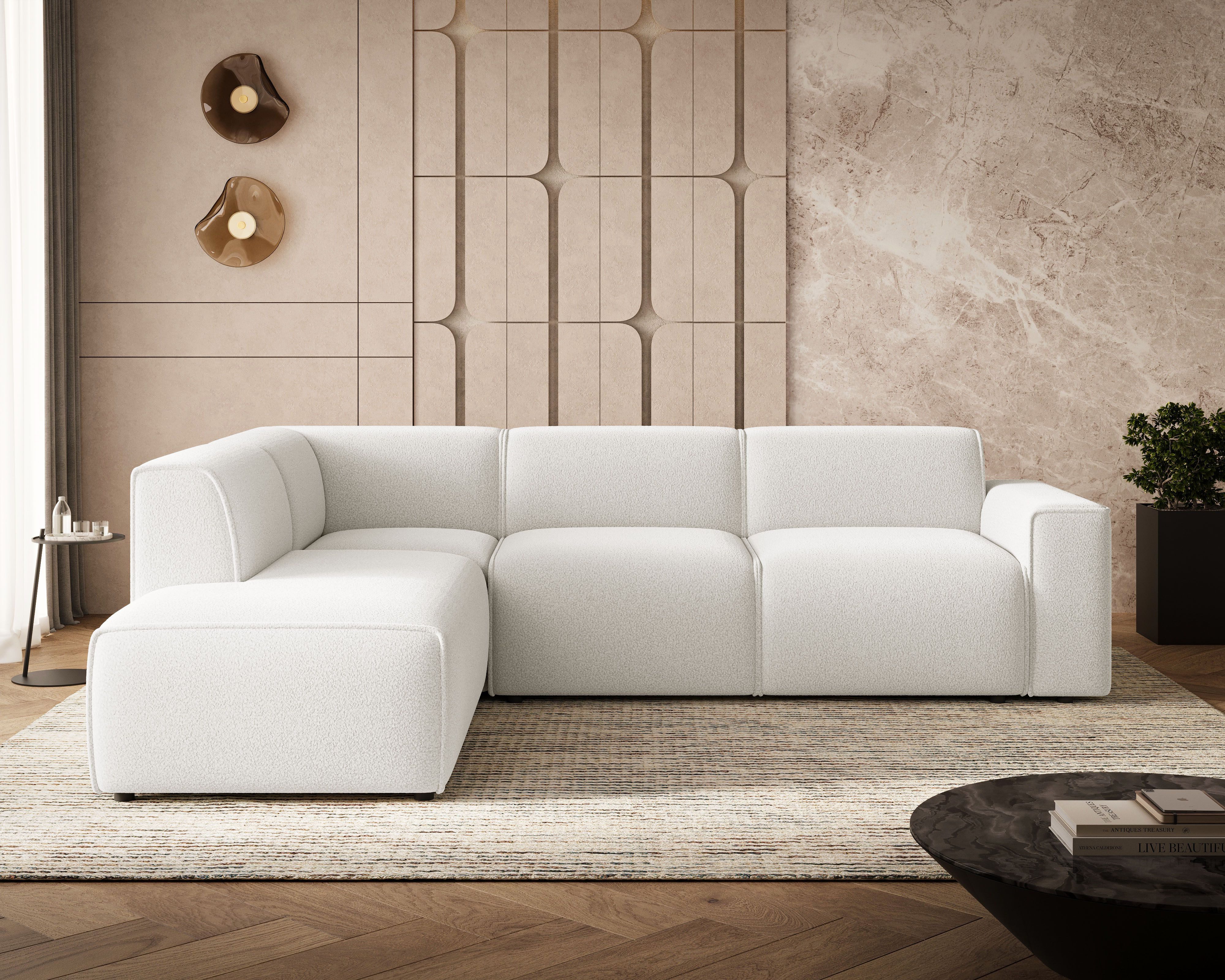 GrainGold Ecksofa L-Form Eluno, Set, Couch, mit Rückenlehne, T30-Schaum, und Wellenfedern, Modern Stil