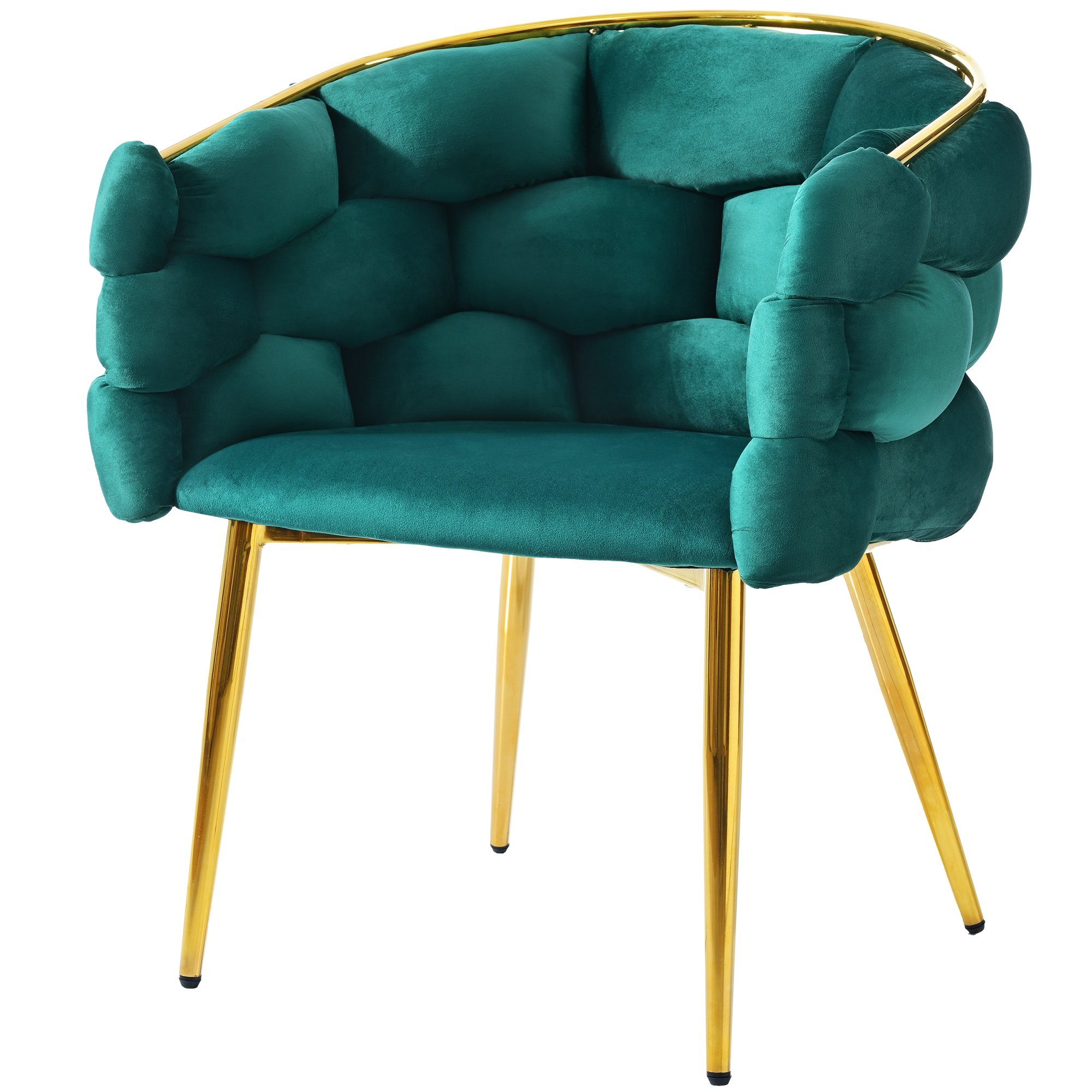 OKWISH Polsterstuhl mit Armlehnen und Rückenlehne (1 St), Stühle mit Metallbeinen, beige Stühle, Bubble Stühle Grün