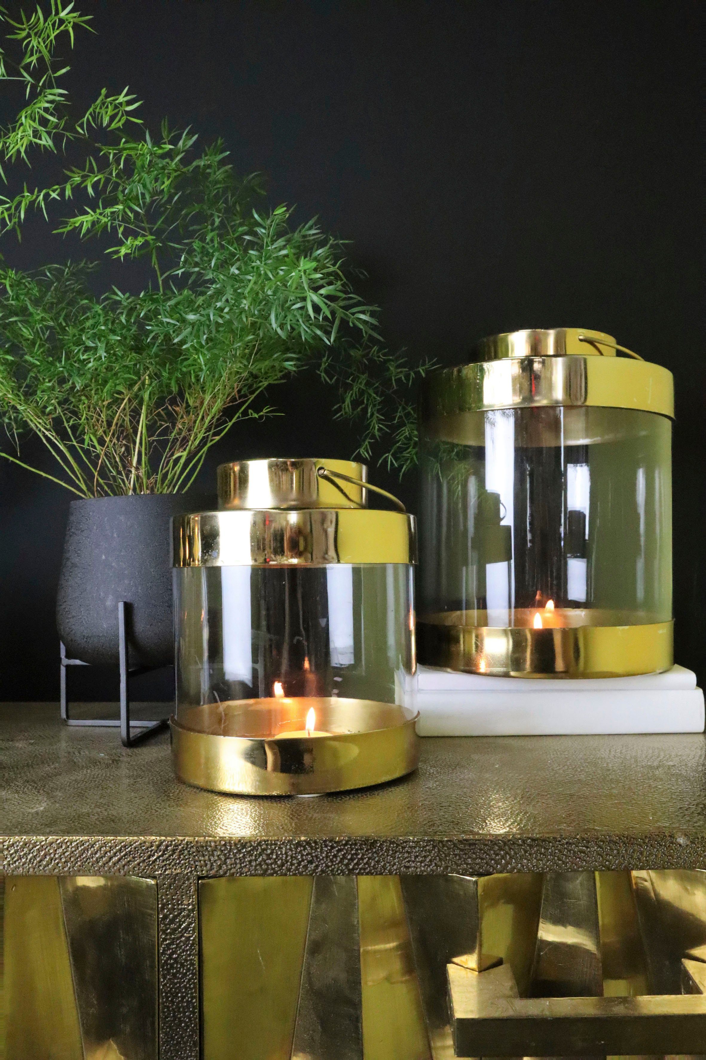 AM Design Kerzenleuchter Laterne (1 St), Stumpenkerzenhalter aus Glas und  Metall
