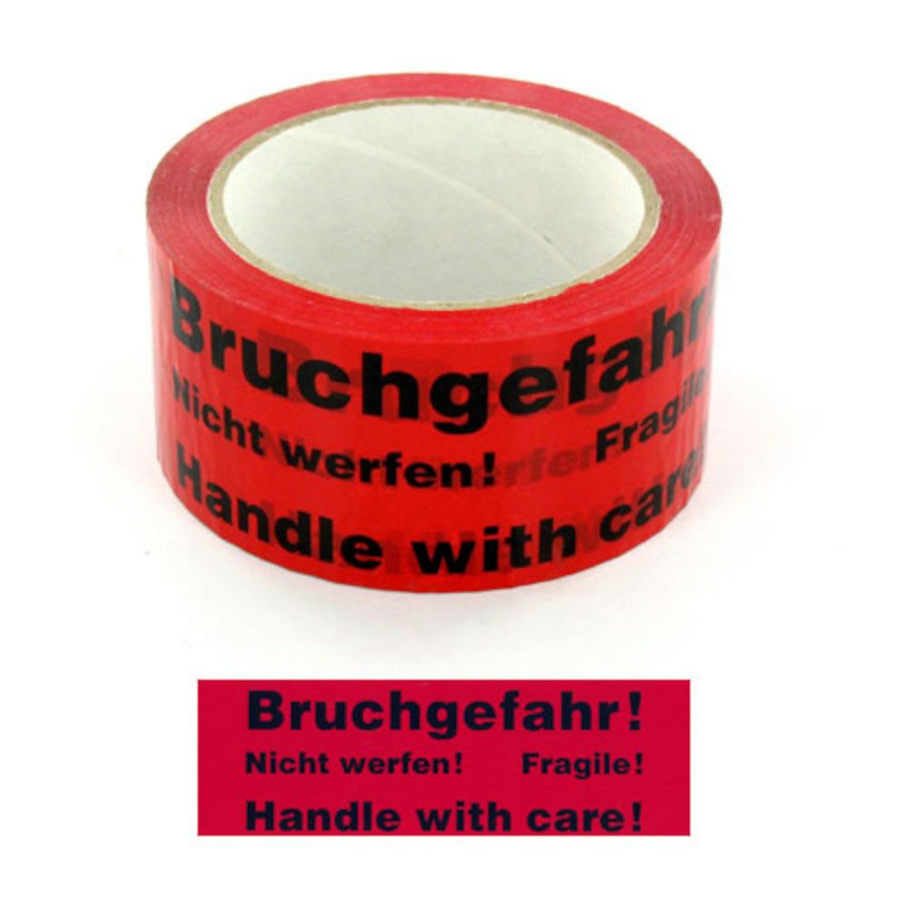 WBV - Westdeutscher Bindegarn-Vertrieb Eselgrimm GmbH & Co. KG Klebeband Paketband Packband Warnband Bruchgefahr 66m x 50mm