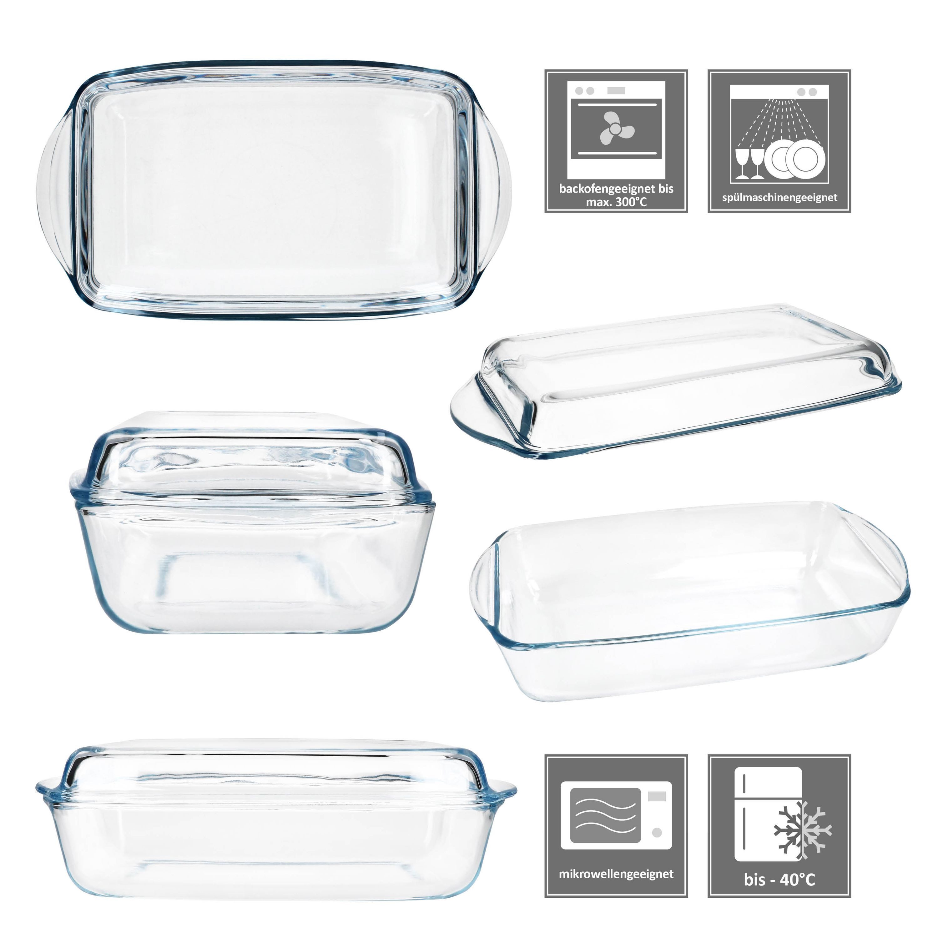 MamboCat Auflaufform MamboCat Borcam Brat- & Backform mit Deckel 1,8L Glas Auflaufform, Glas – Bild 4 von 5