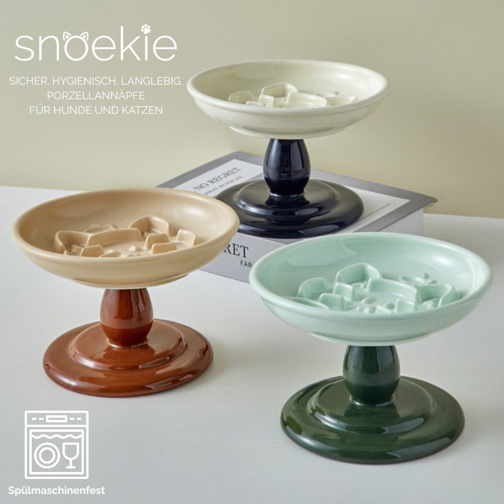 SNOEKIE Napf snoekie Porzellan-Haustiernapf Erhöhtes Anti-Schling-Design17×17×11cm