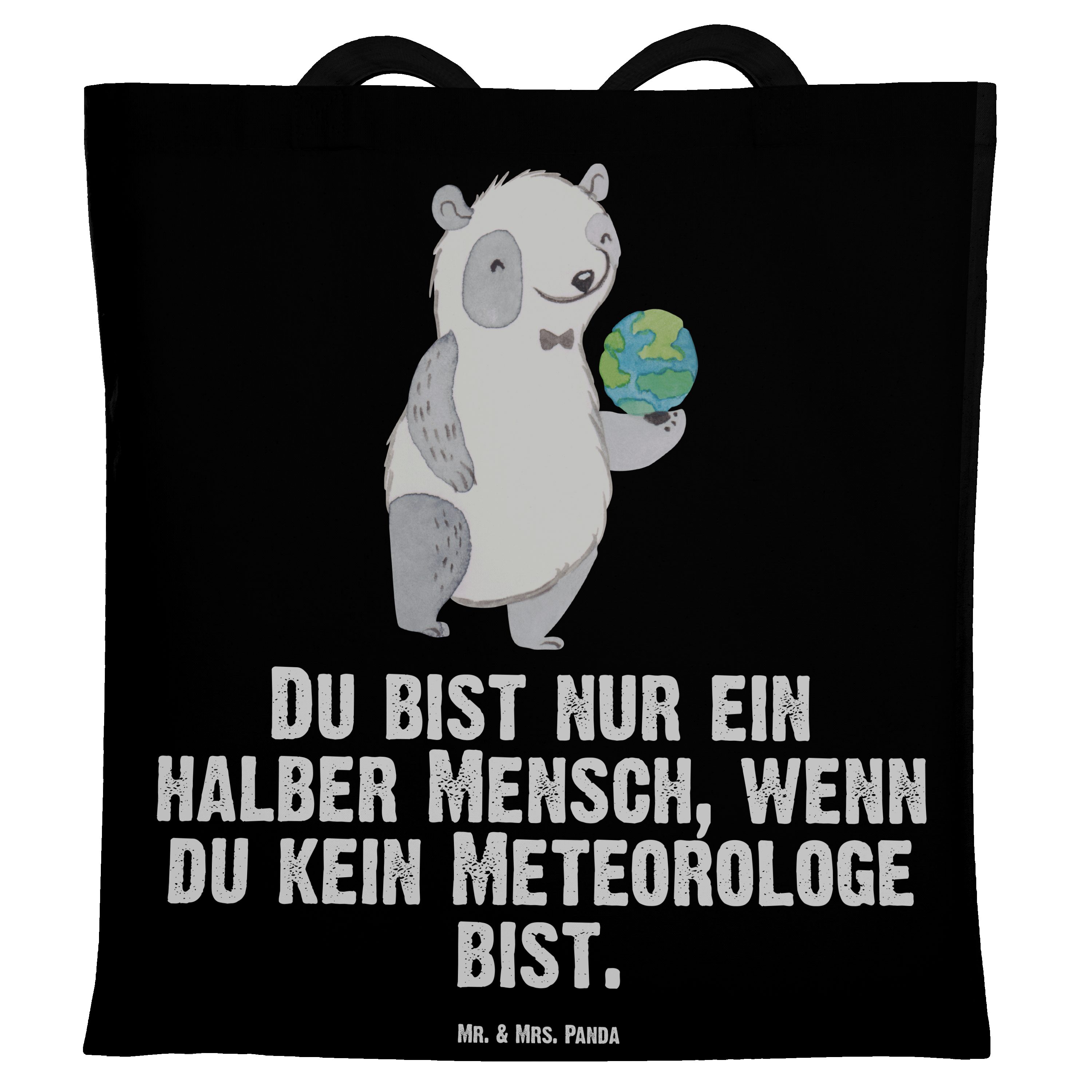 Mr. & Mrs. Panda Tragetasche Meteorologe mit Herz - Schwarz - Geschenk, Einkaufstasche, Stoffbeute (1-tlg)