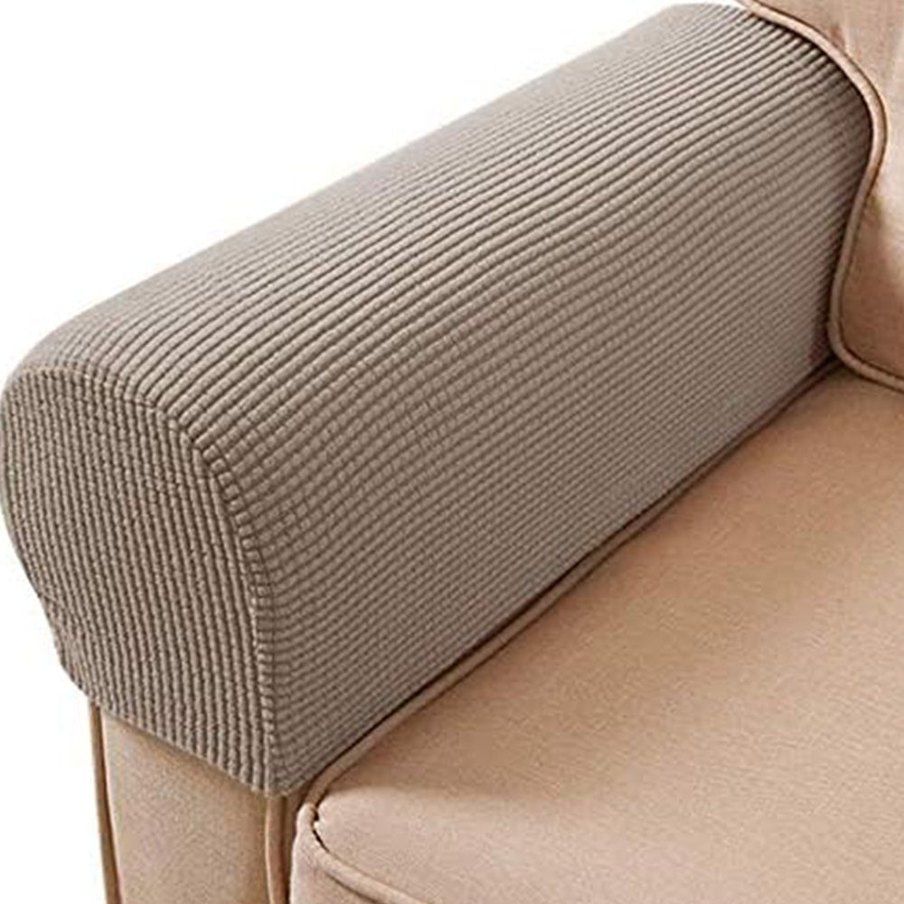 Sesselschoner Sofa-Armlehnenschoner Stretch, Armlehnenbezüge Armkappen (Sand) FELIXLEO