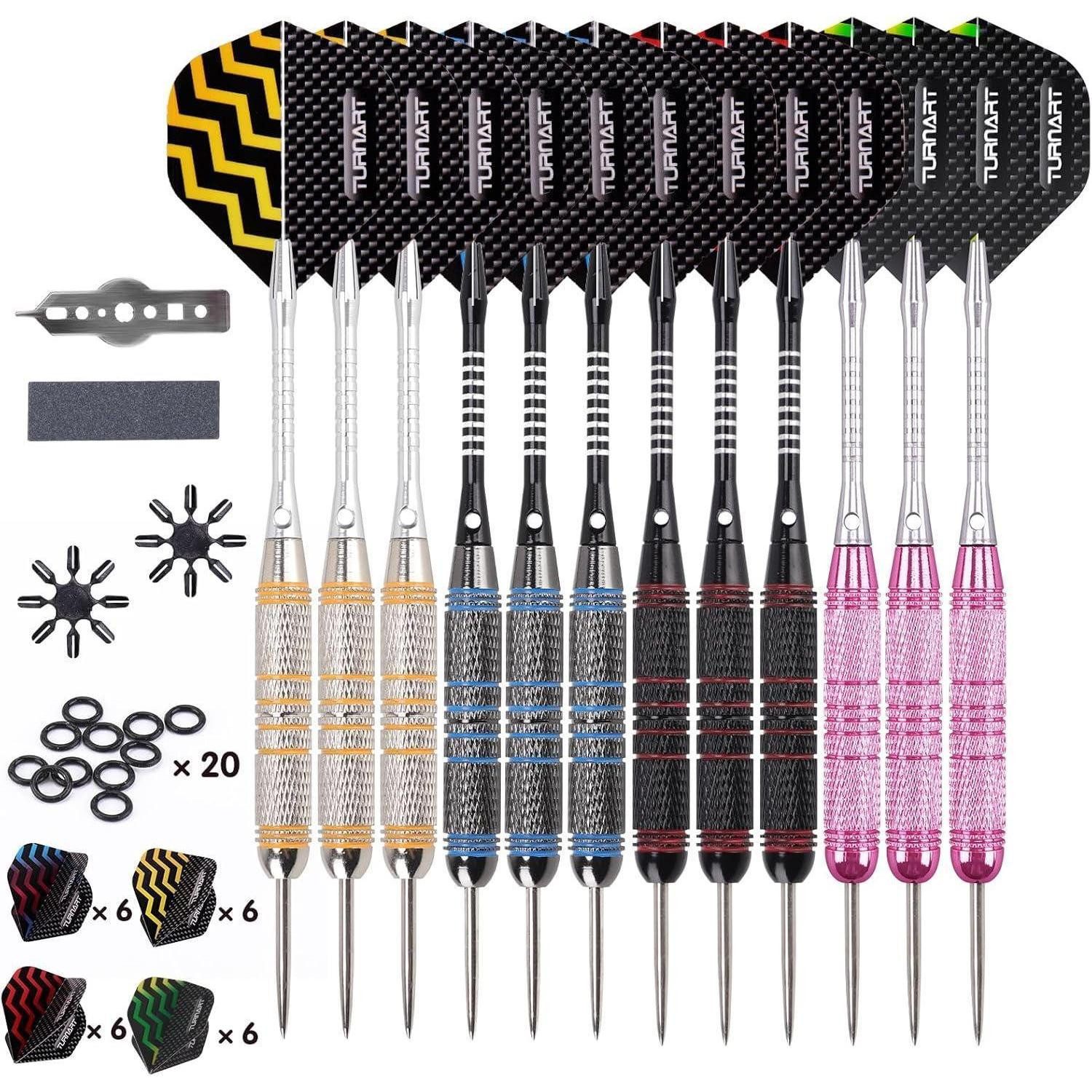 LuxusKollektion Dartpfeil Professionelle Steel Darts Set 24g / 12 Stk Dartpfeile Metallspitze 24