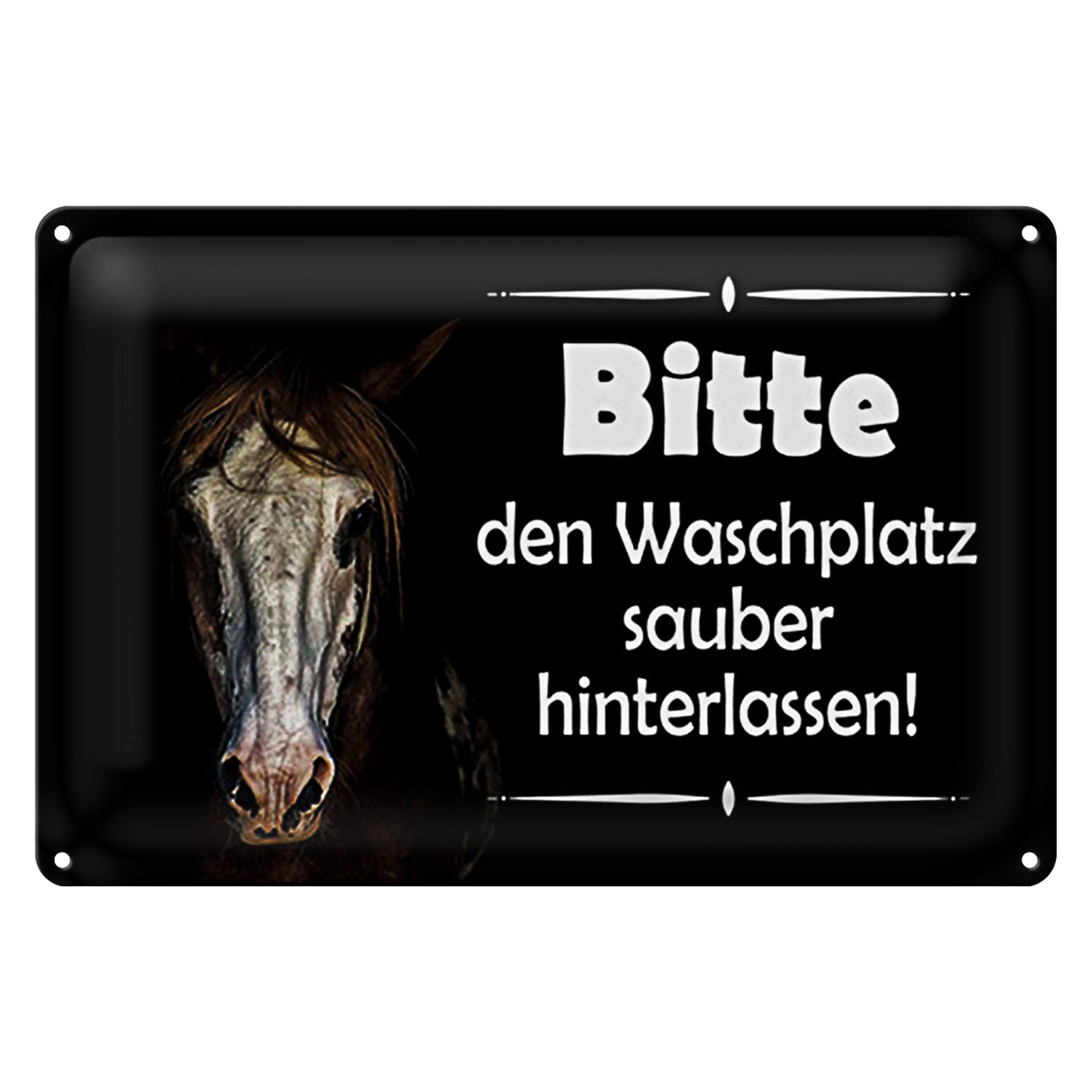 Metallschild Spruch 18x12cm Pferde bitte Waschplatz sauber