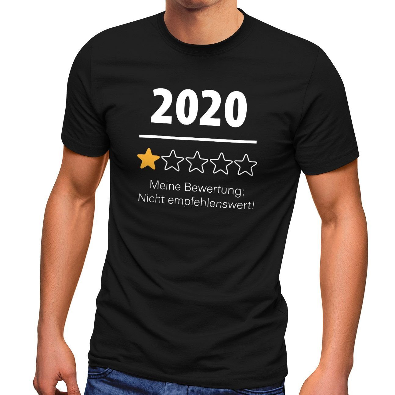 meine empfehlenswert! lustig Spruch 2020 1 Bewertung Herren Fun-Shirt Print-Shirt Stern Moonworks® Print MoonWorks nicht mit T-Shirt