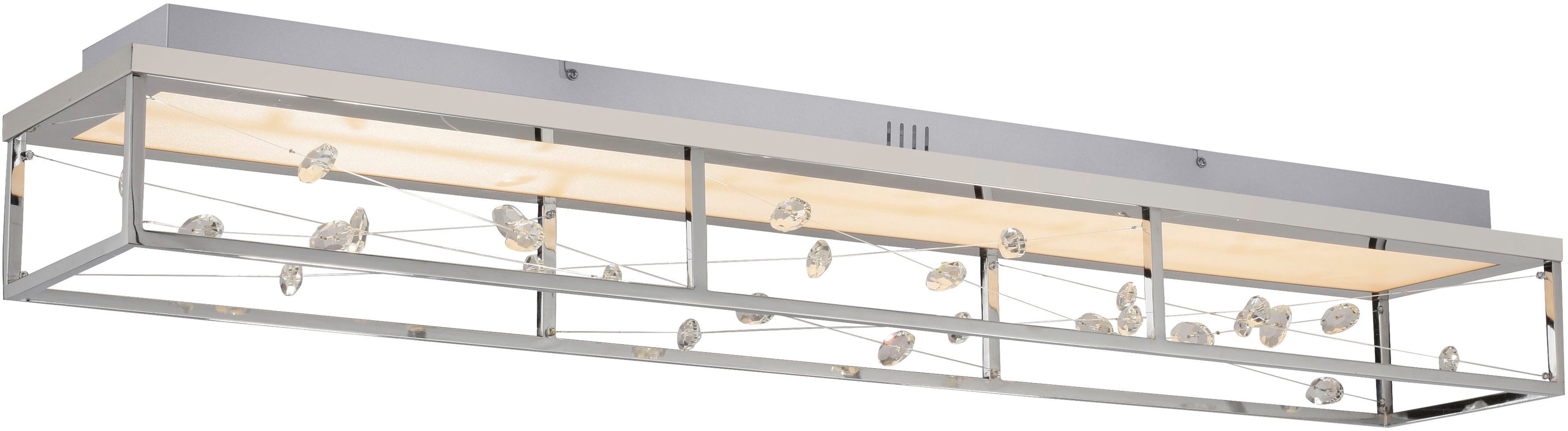 Paul Neuhaus LED Deckenleuchte SKINA, CCT - über Fernbedienung, LED fest integriert, warmweiß - kaltweiß, Funk-FB, CCT 2700-5000K, dimmbar, Memory, Kristall-Lichtspiel
