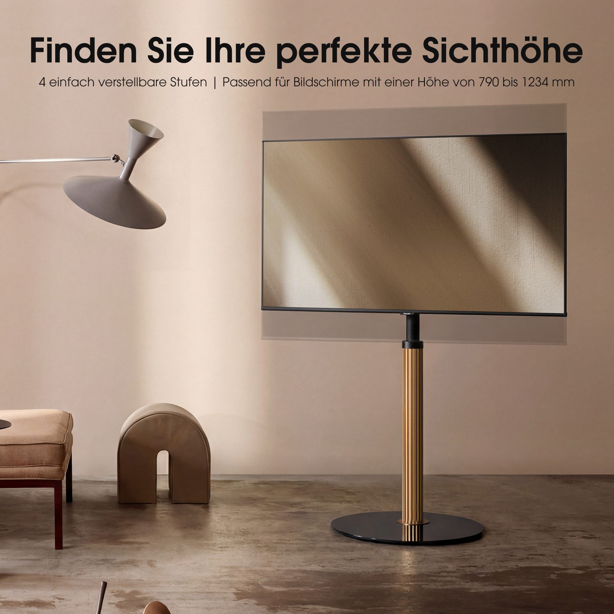 AOKCOS TV-Ständer, (bis 65 Zoll, mit Pfosten aus Aluminiumgitter & Glasbasis)