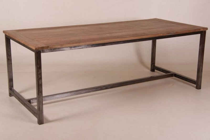 Casa Padrino Esstisch Vintage Teak Esstisch Holzfarben mit Metallgestell - Landhaus Stil Tisch Teakholz
