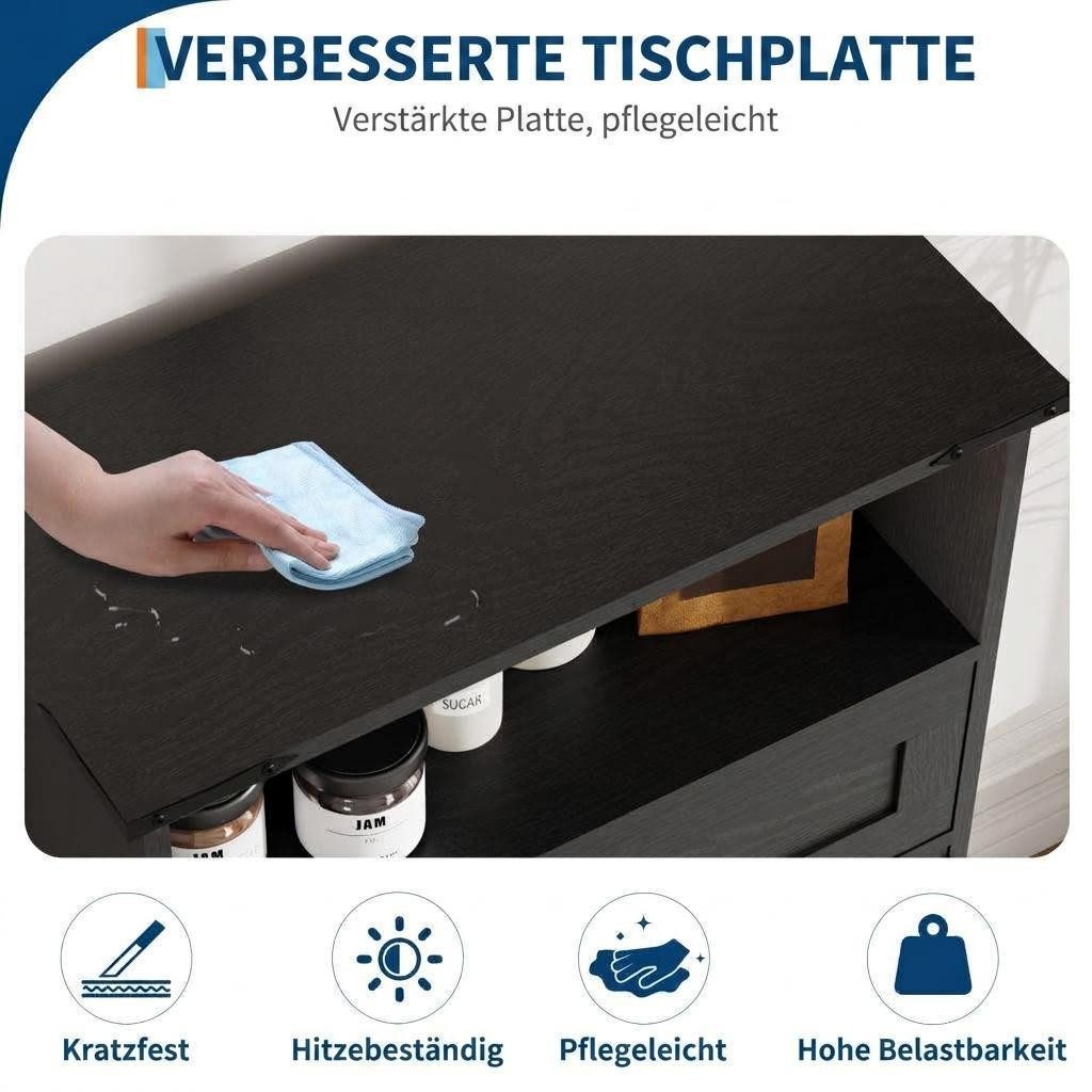 GarveeMore Badkommode Aufbewahrungsschrank Landhausstil mit Türen und Schubladen, Stauraum (1 St) – Bild 4 von 5