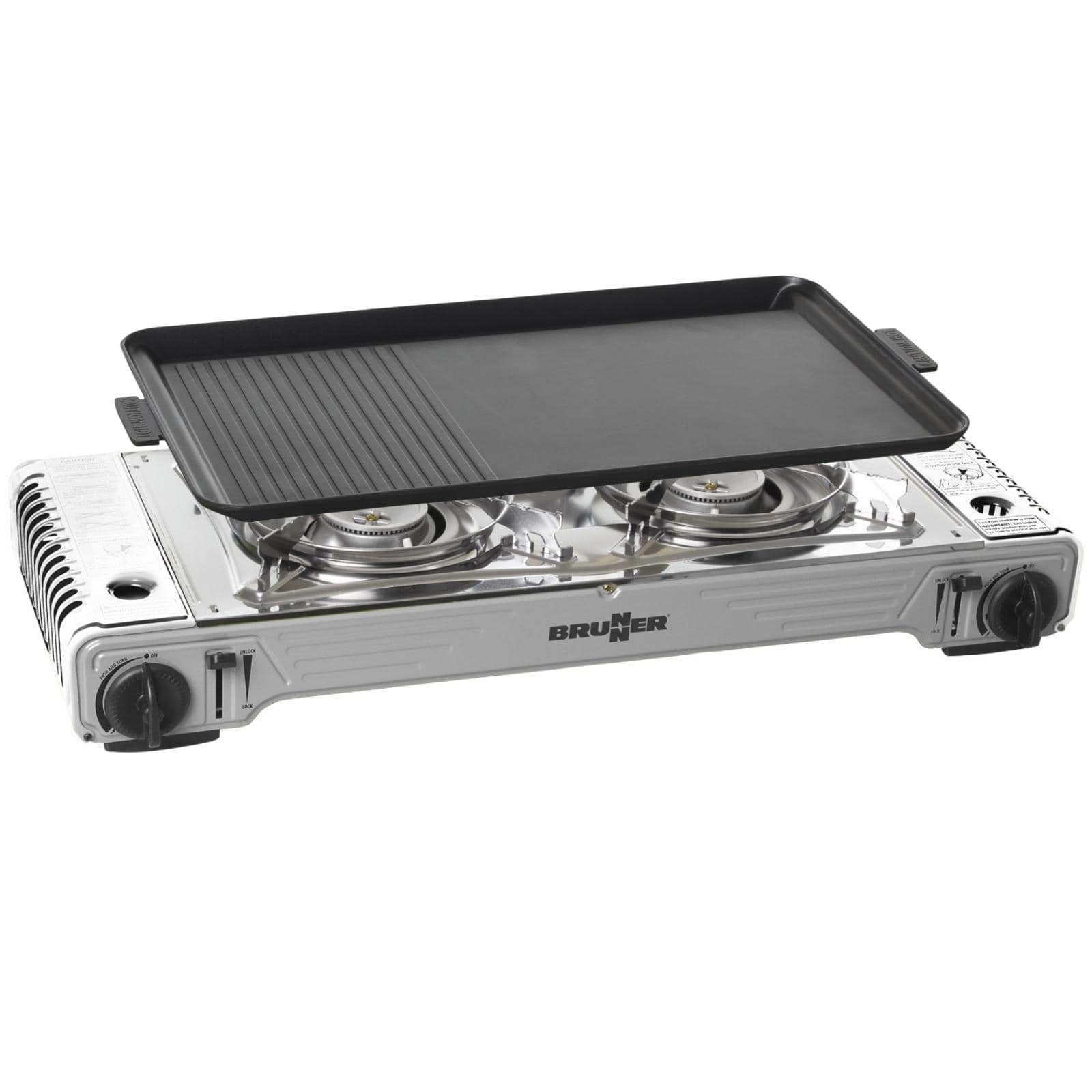 BRUNNER Gaskocher BRUNNER Camping Gaskocher 2 flammig DEVIL DOUBLE GRILL mit Grillplatte
