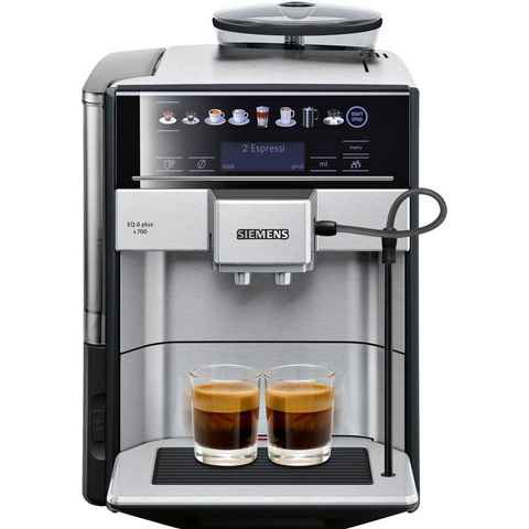 SIEMENS Kaffeevollautomat EQ6 plus s700 TE657503DE, Doppeltassenfunktion, Keramikmahlwerk, viele Kaffeespezialitäten, automatische Dampfreinigung, edelstahl