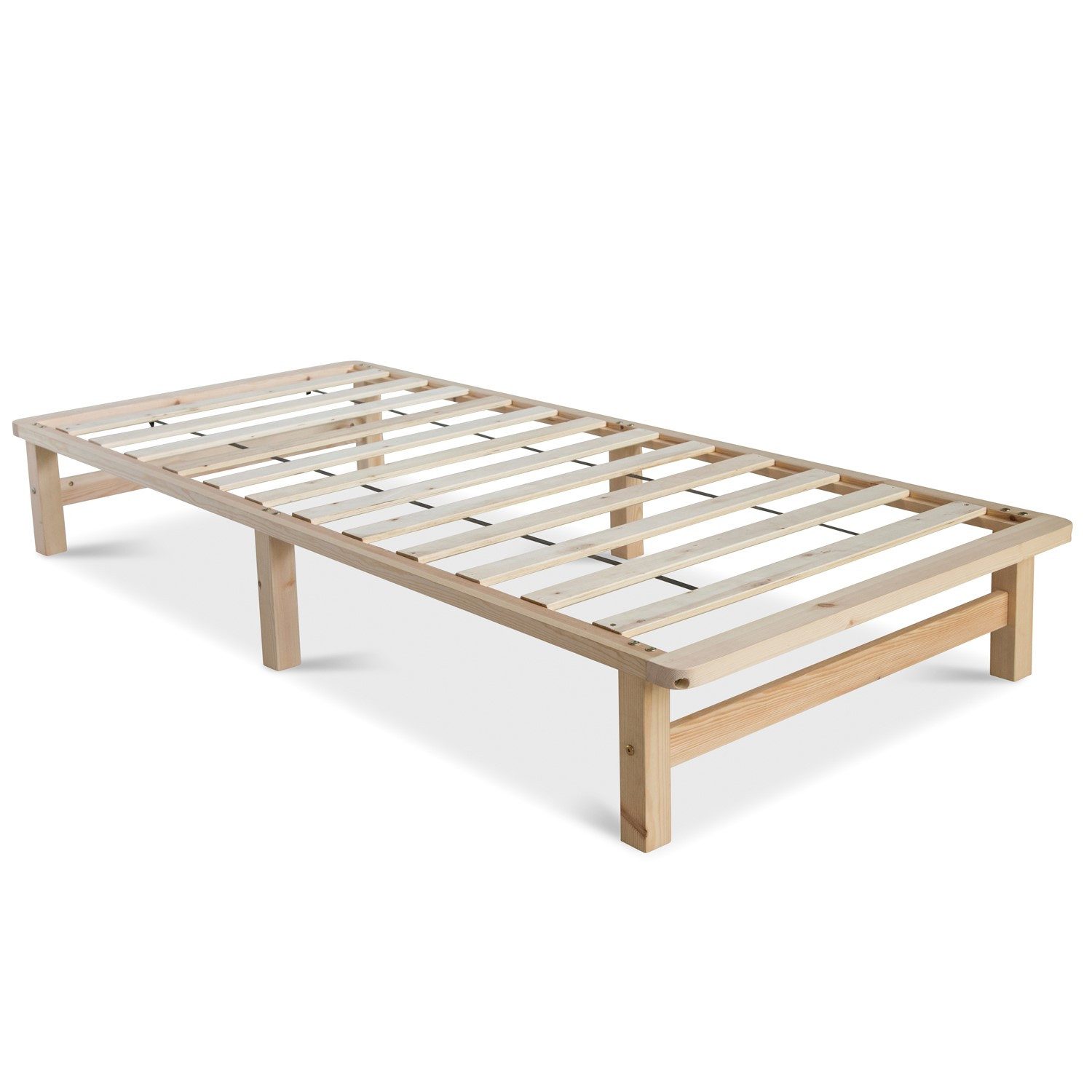 Homestyle4u Palettenbett Holzbett 90x200 120x200 100x200 140x200 Jugendbett Futonbett bodennah (Set, inklusive Lattenrost), 90x200, Braun, naturbelassen, Einzelbett, bodennah