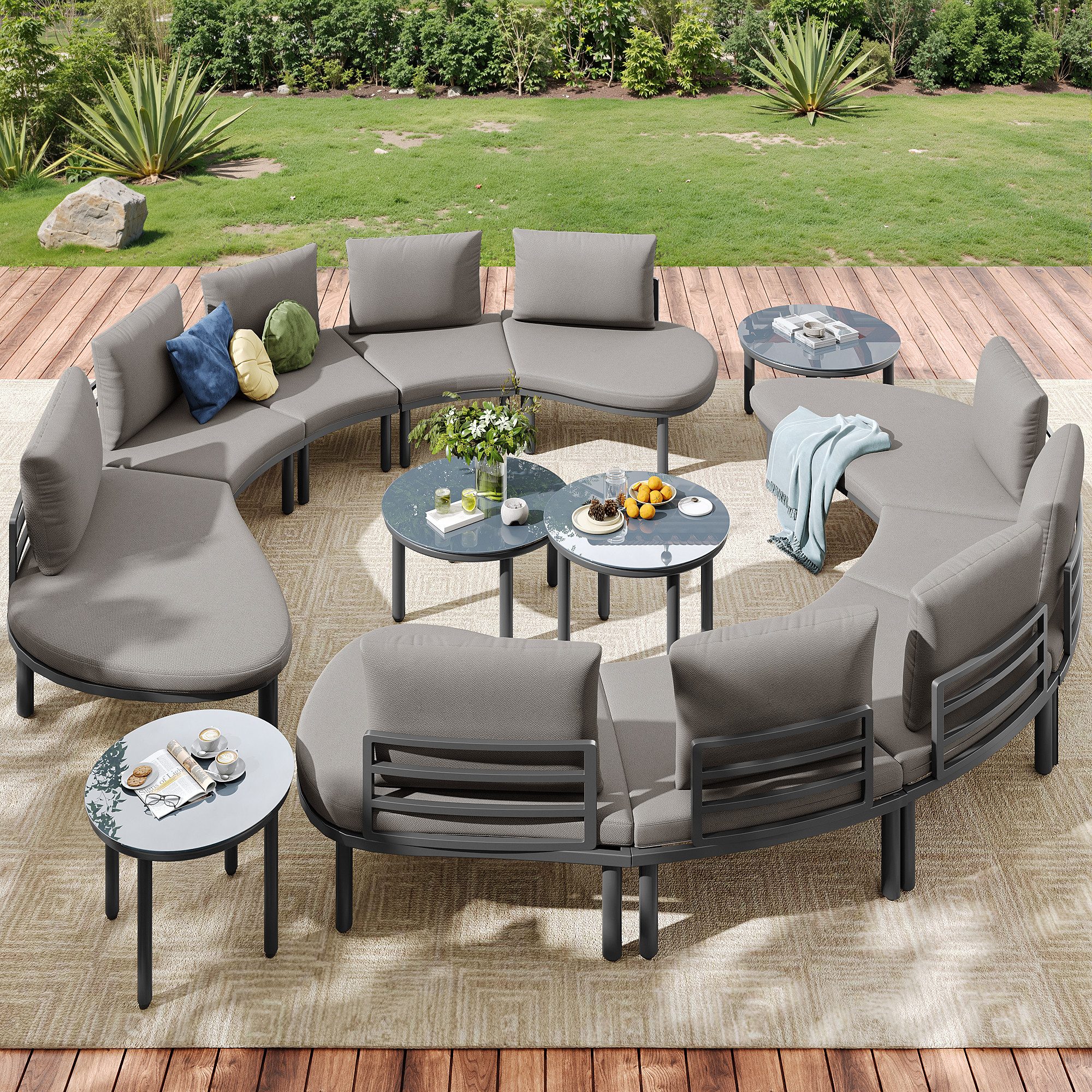 MODFU Gartenlounge-Set Outdoor Garten-Lounge-Set,mit verzinktem Eisengestel günstig online kaufen